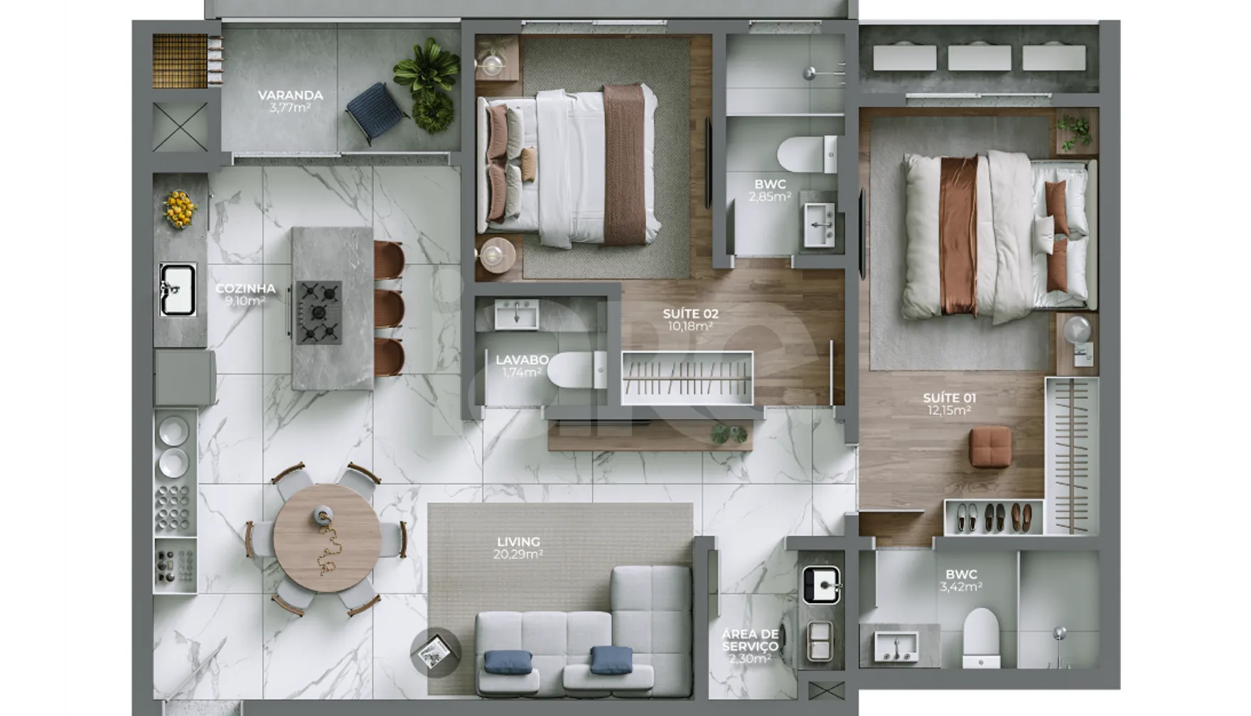 Planta — Apartamento 80,27 m²