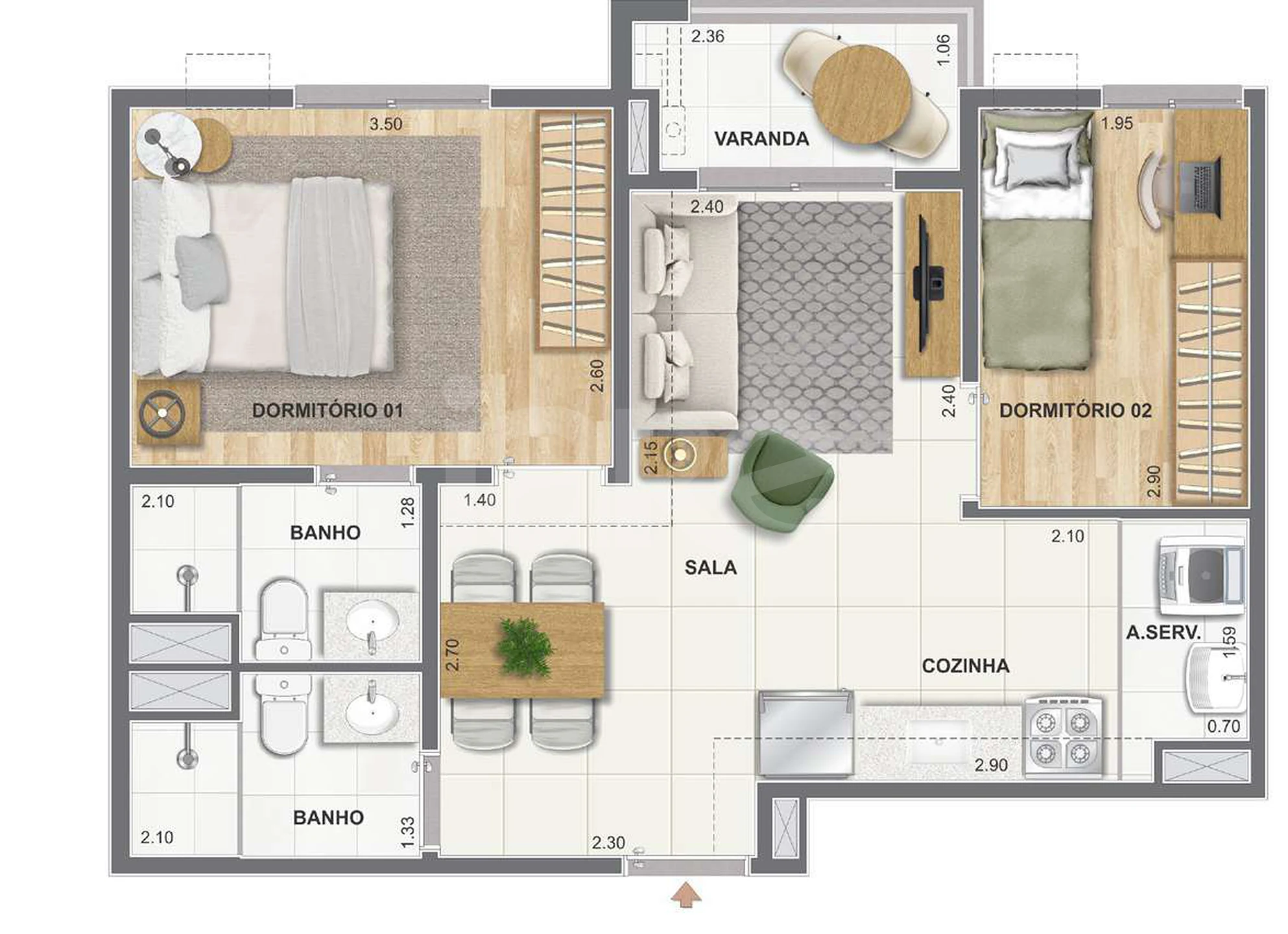 Planta — Apartamento 47 m²