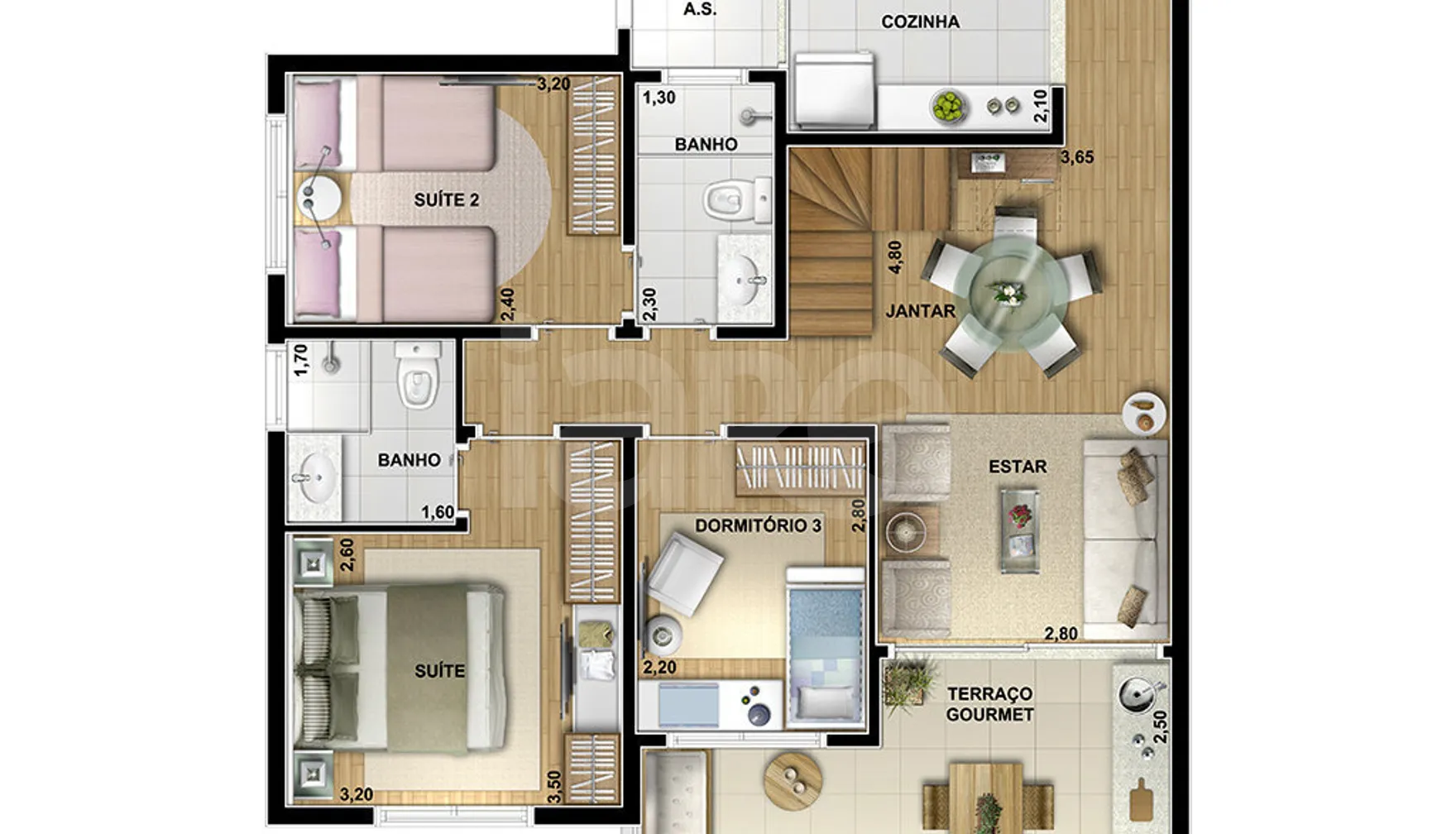 Planta — Cobertura Duplex 152,69 m²