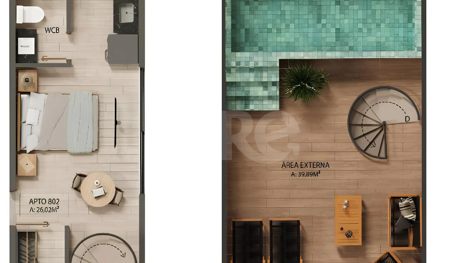 Planta — Cobertura Duplex 65,91 m²