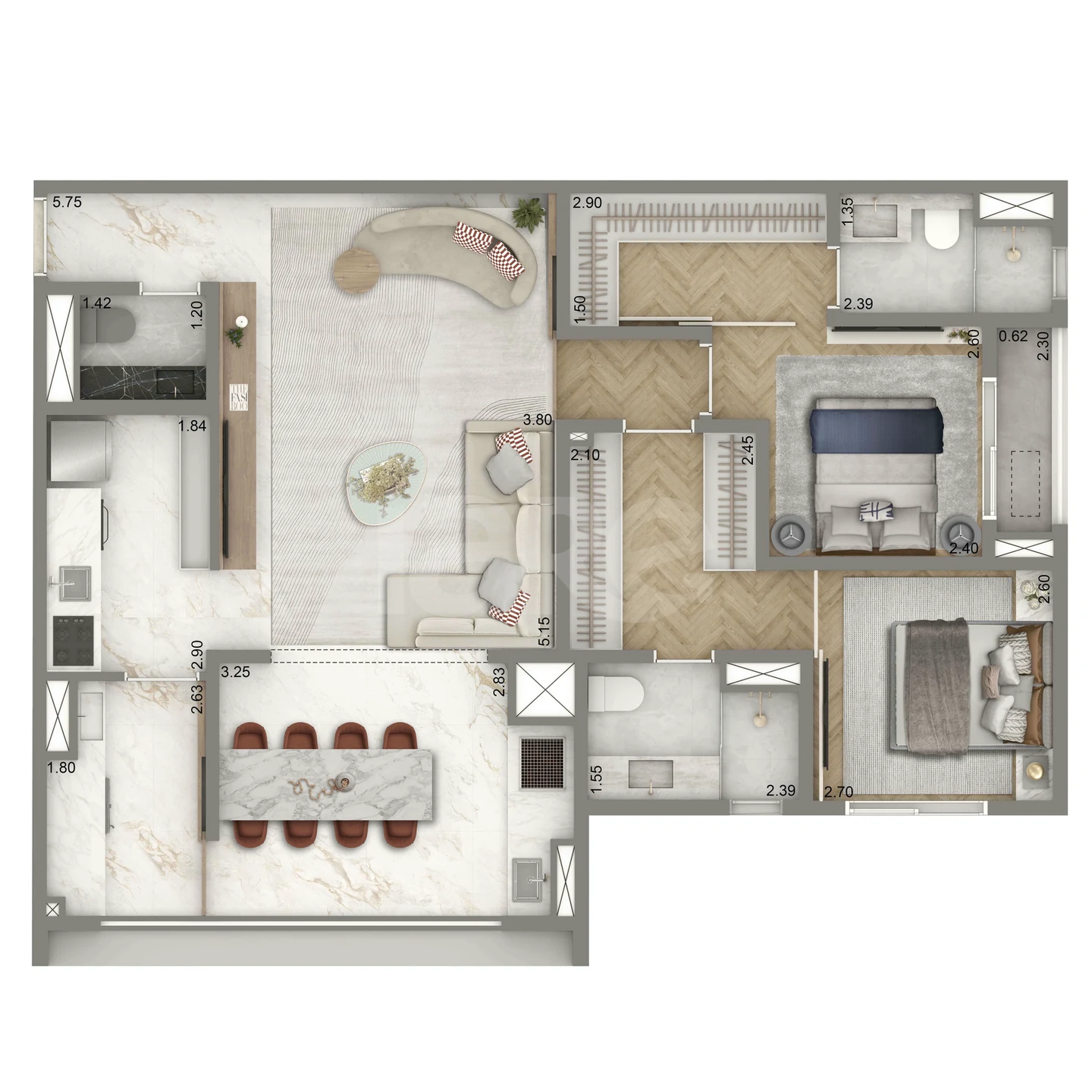 Planta — Apartamento 89 m²