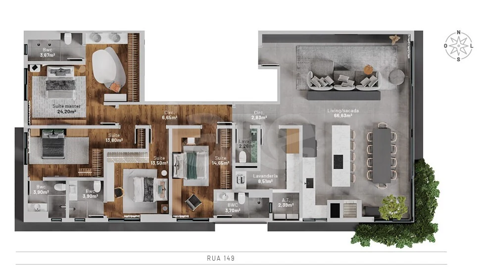 Planta — Apartamento 200 m²