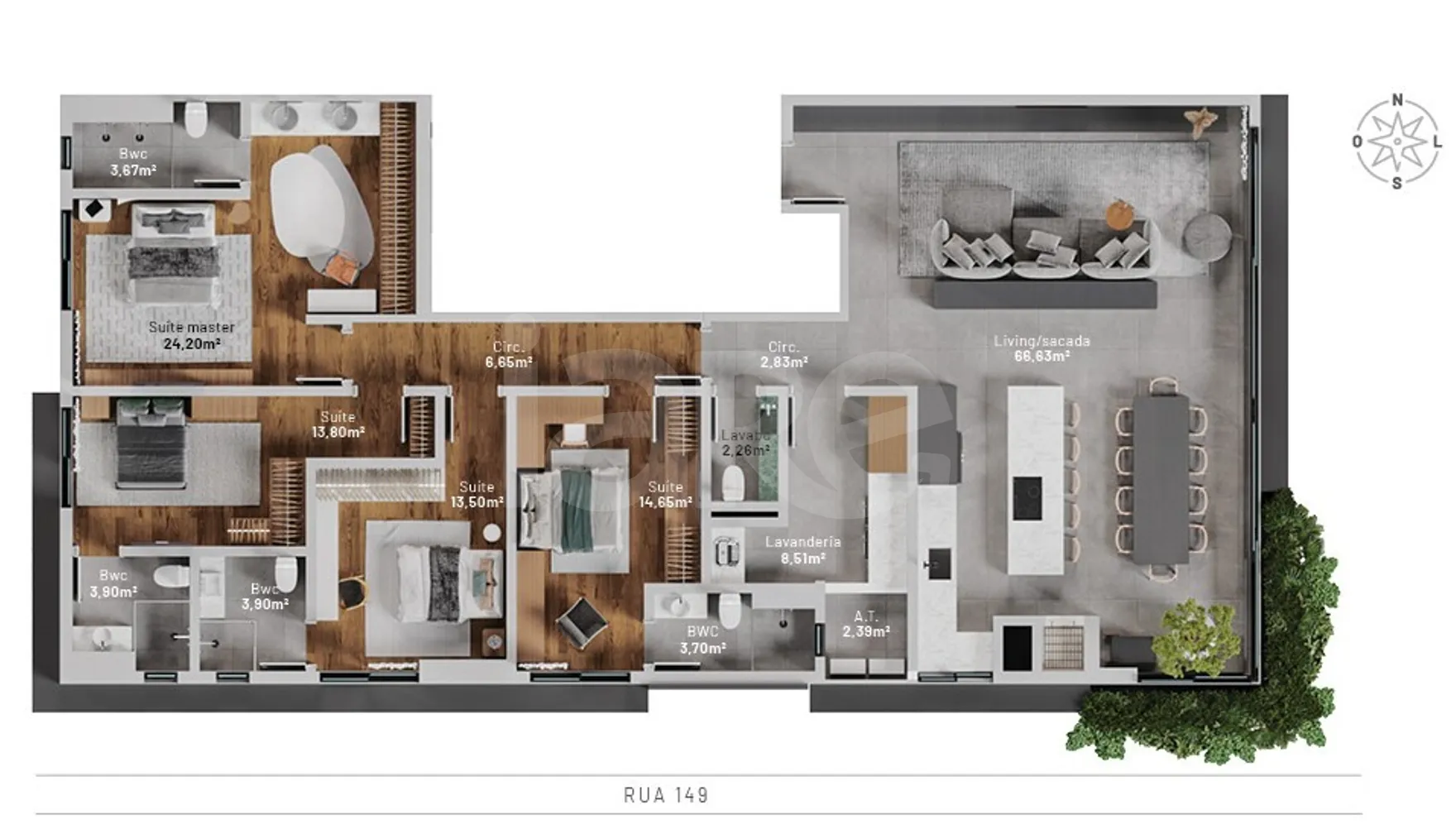 Planta — Apartamento 200 m²
