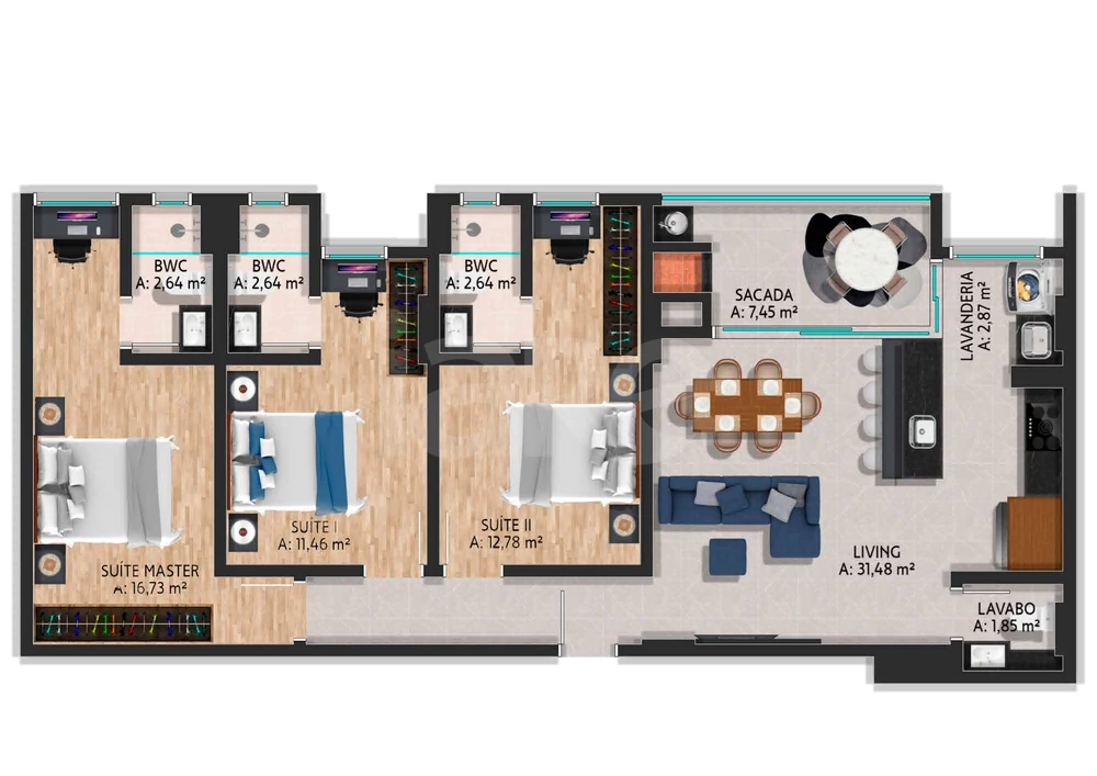 Planta — Apartamento 108,89 m²