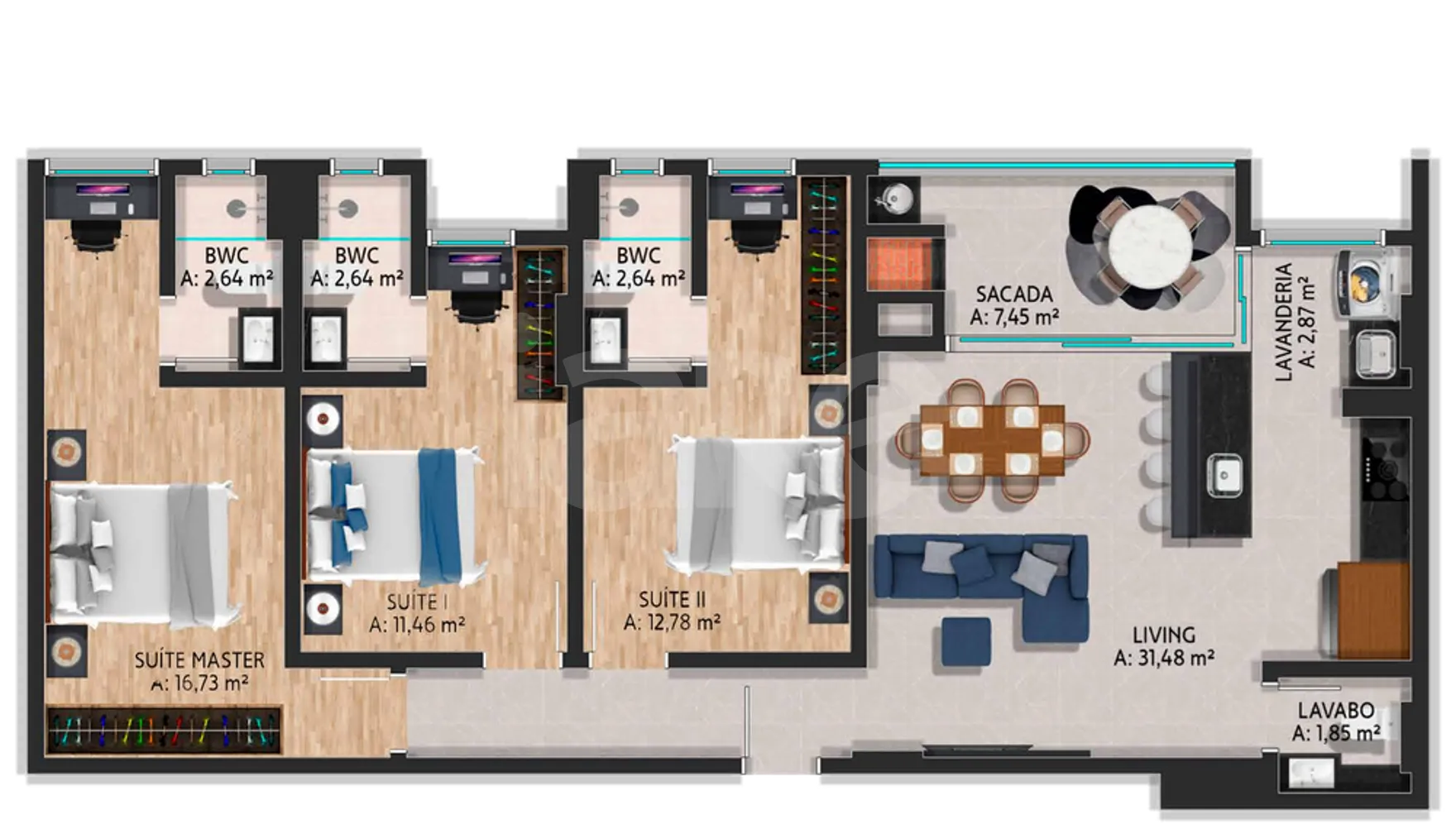 Planta — Apartamento 108,89 m²