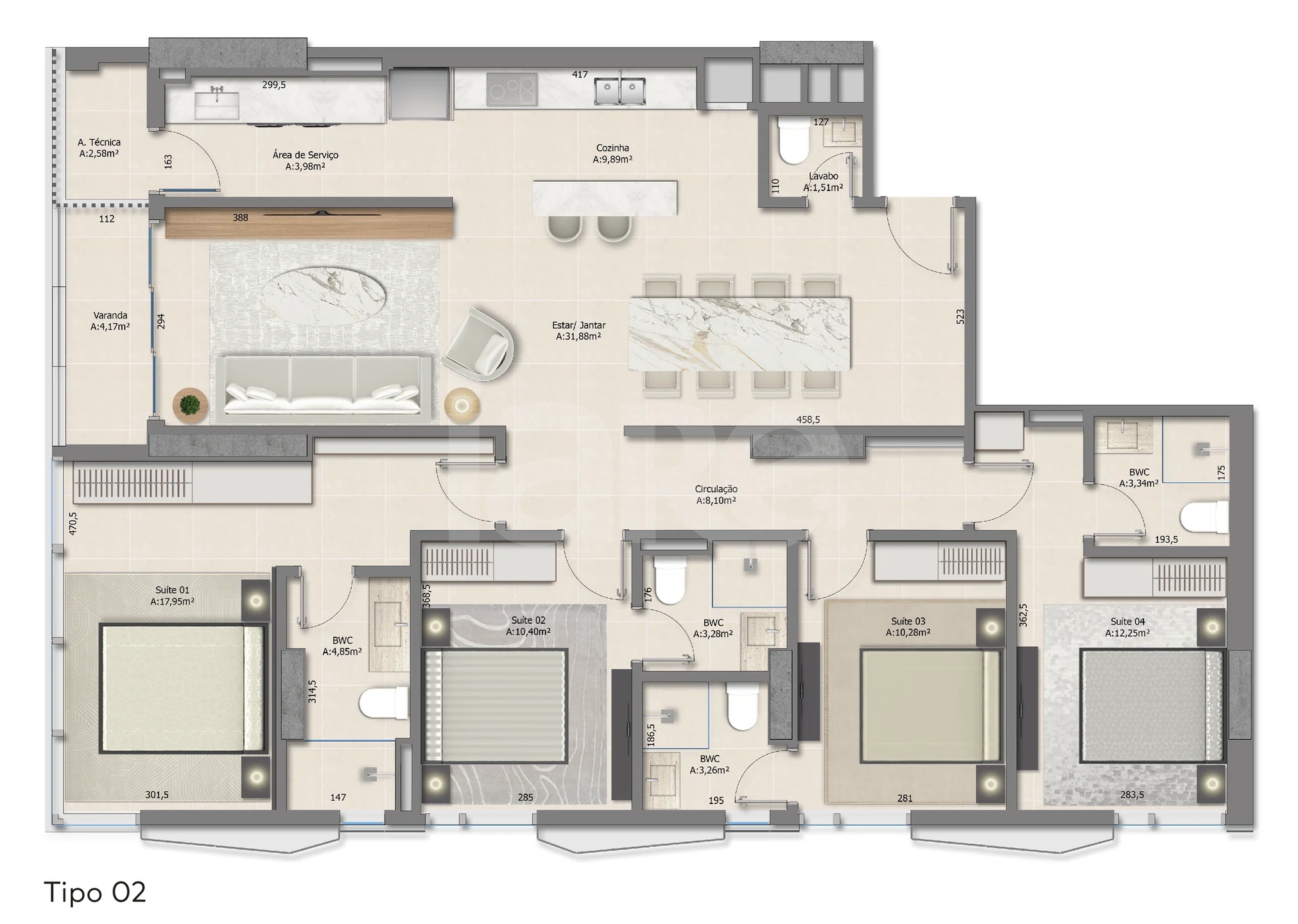 Planta — Apartamento 145,21 m²