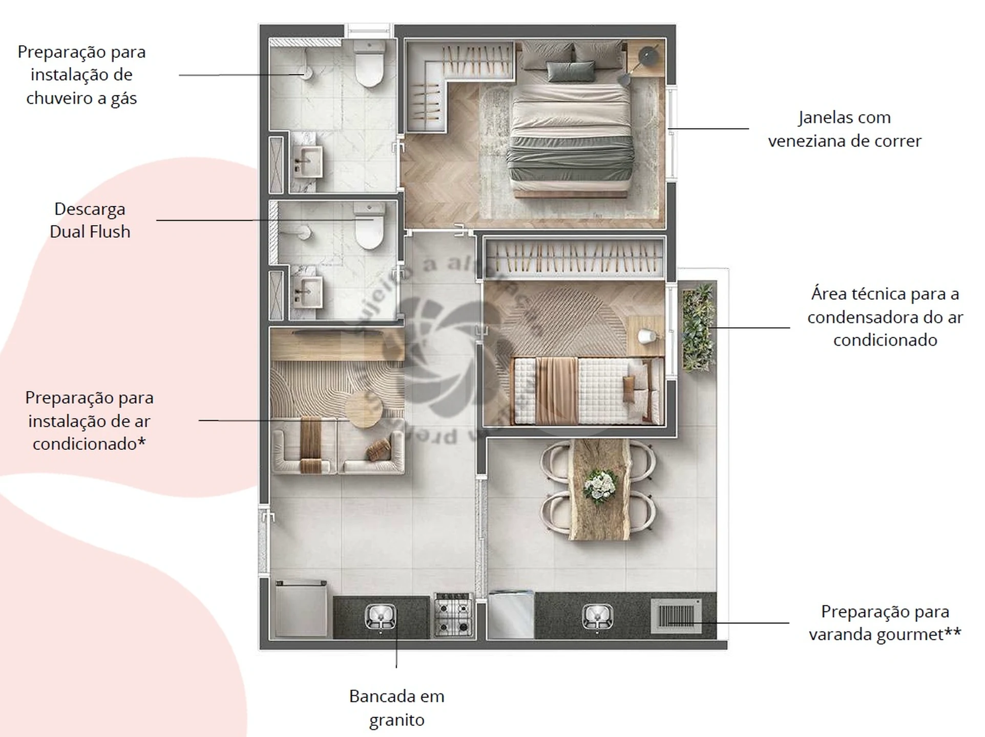 Planta — Apartamento 44,25 m²