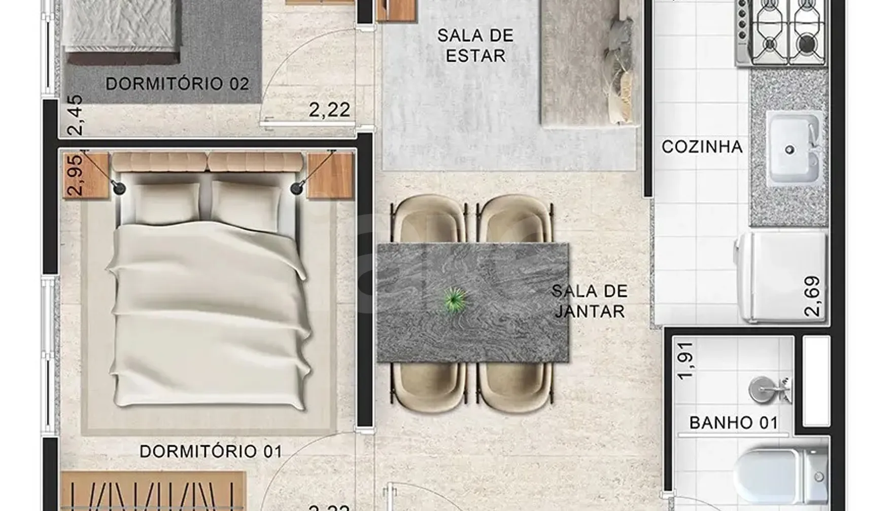 Planta — Apartamento 37,24 m²