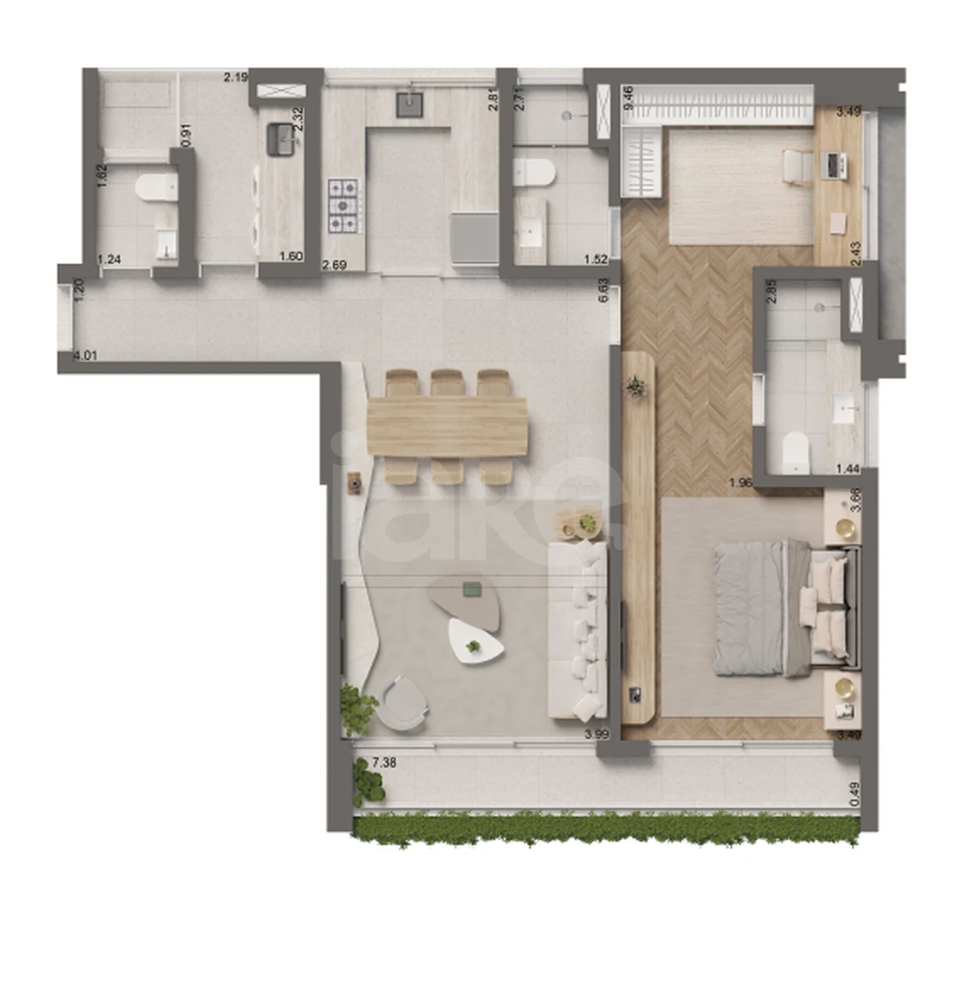 Planta — Apartamento 103,42 m²