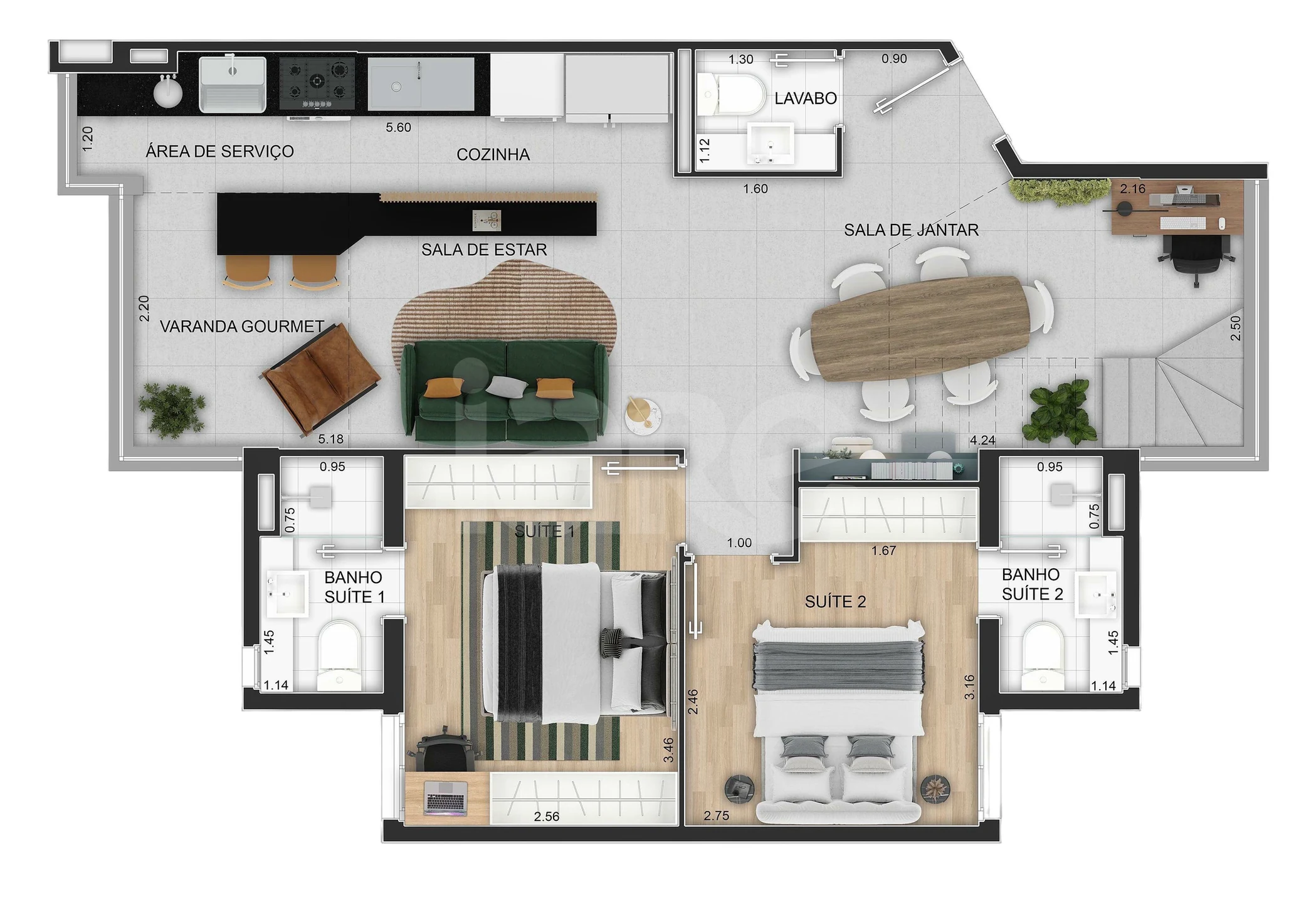 Planta — Apartamento 125,8 m²