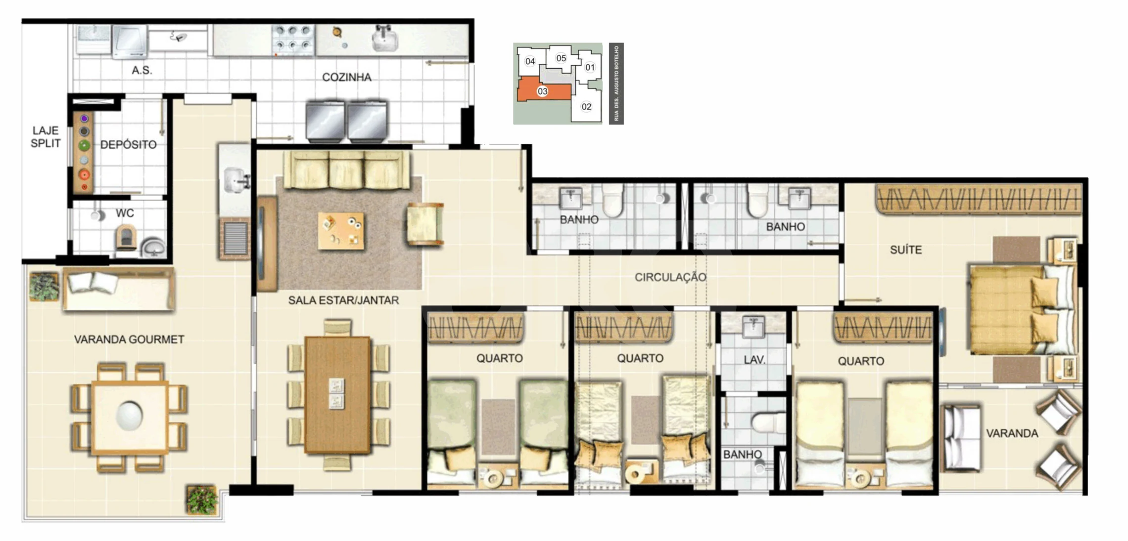 Planta — Apartamento 143,13 m²
