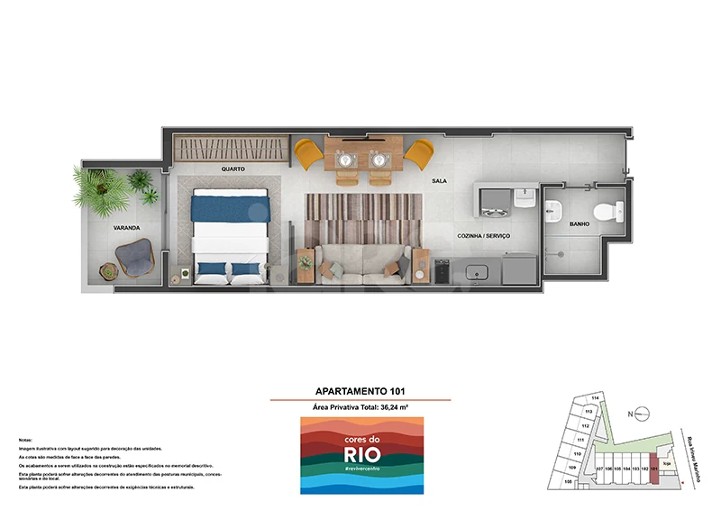 Planta — Studio 36,24 m²