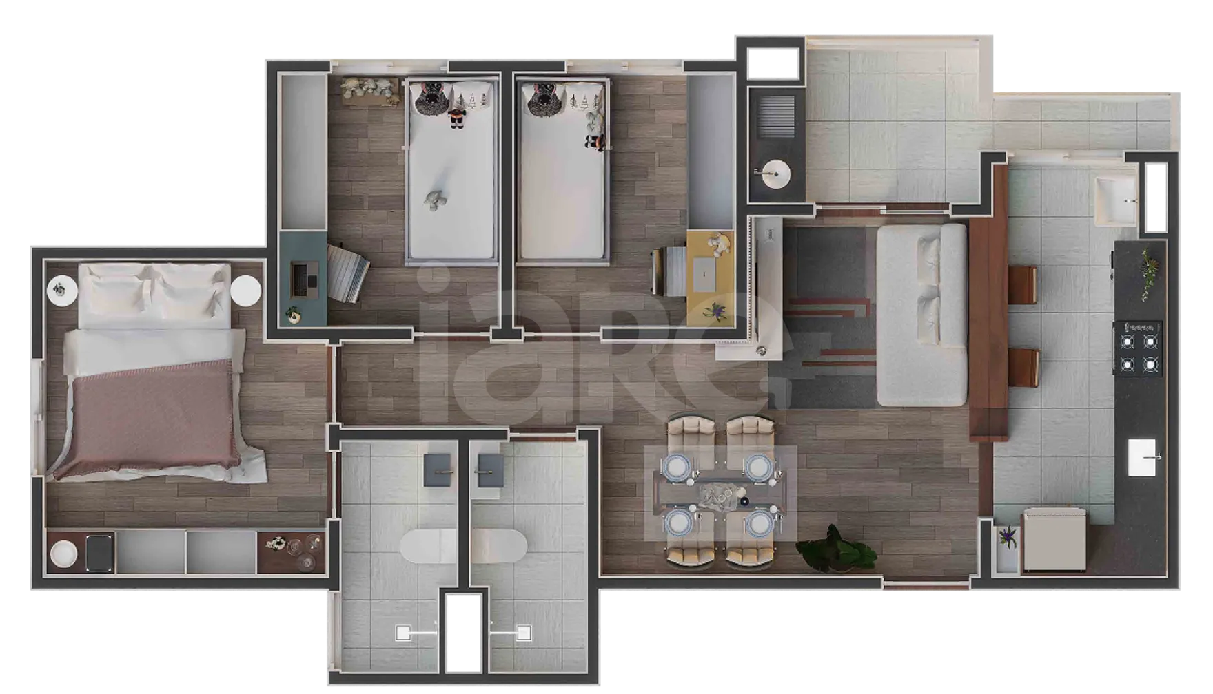 Planta — Apartamento 62,37 m²