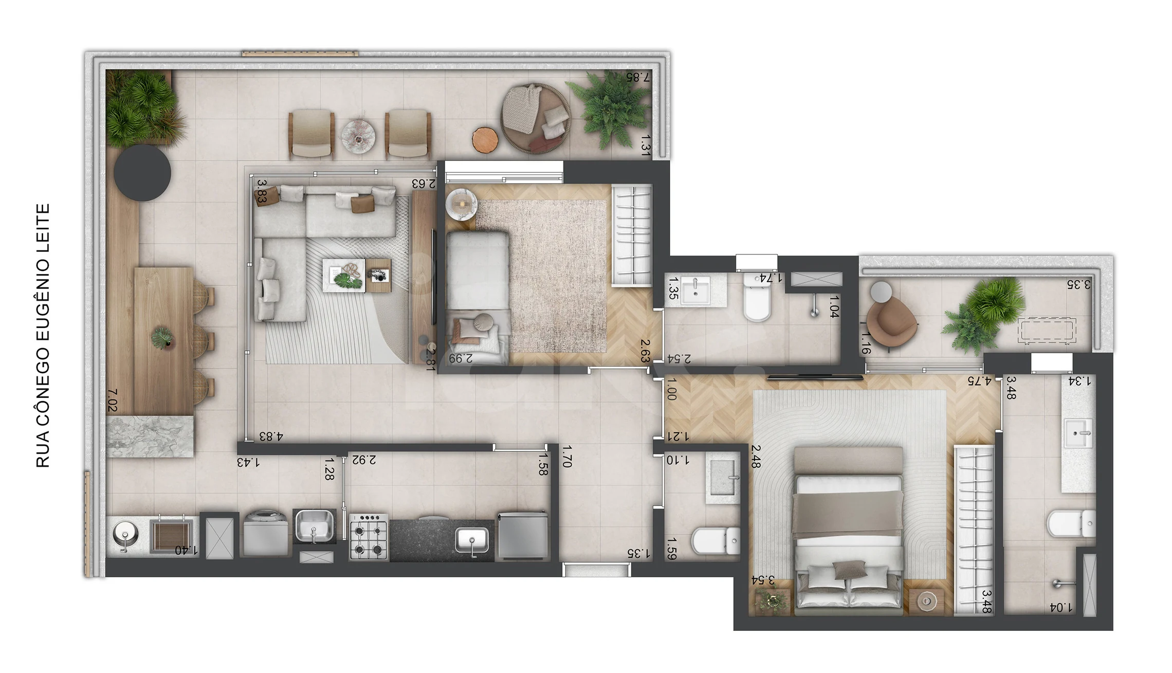 Planta — Apartamento 92,74 m²