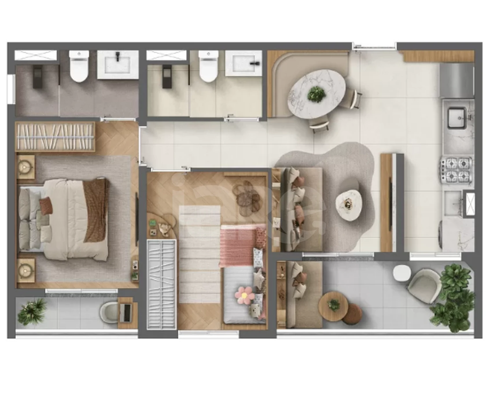 Planta — Apartamento 51,64 m²