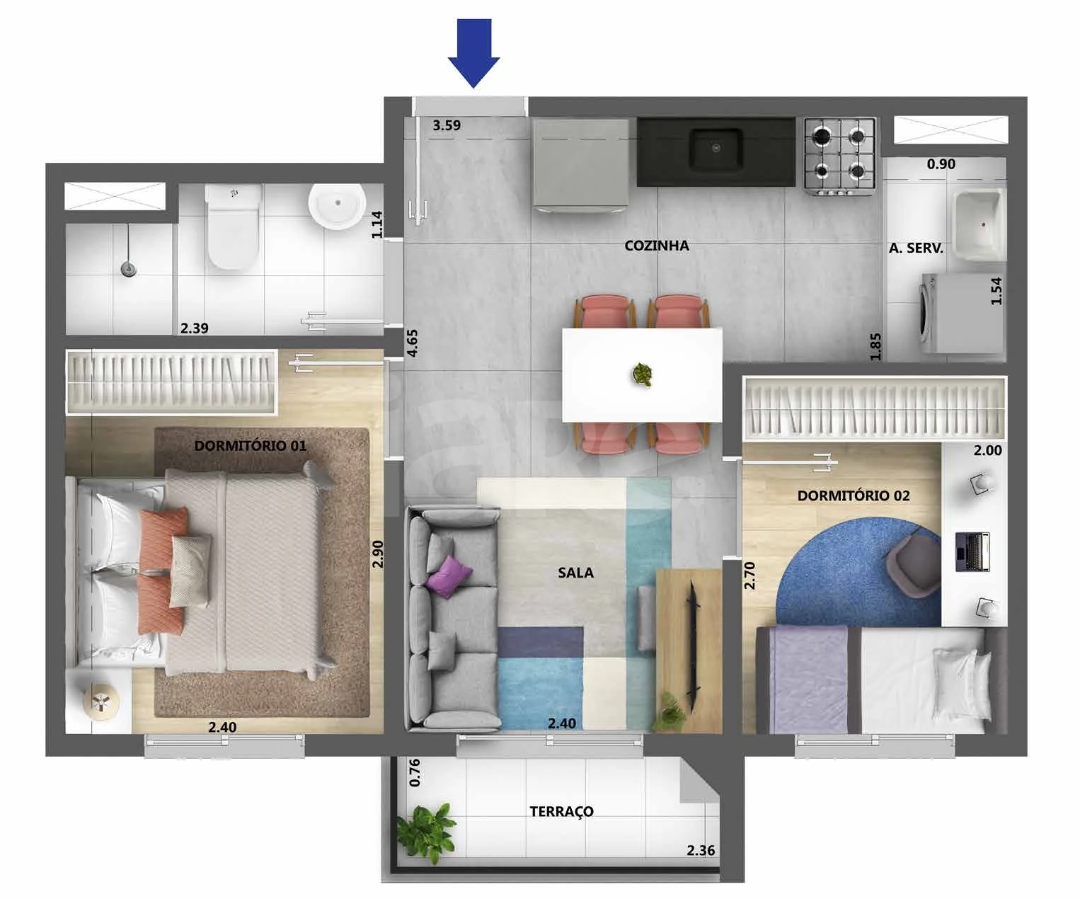 Planta — Apartamento 34 m²