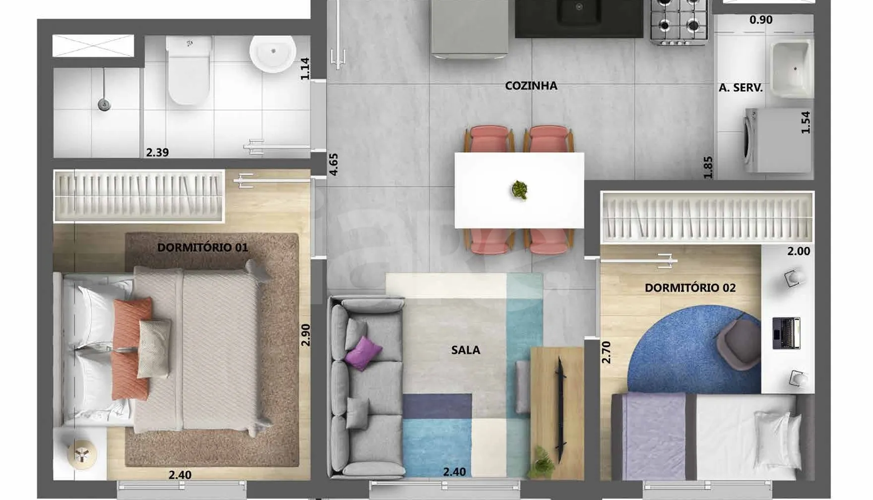 Planta — Apartamento 34 m²