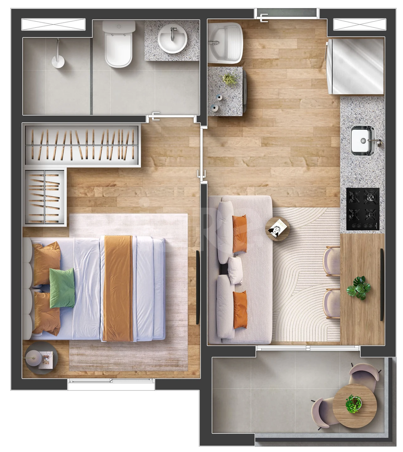 Planta — Apartamento 27,57 m²
