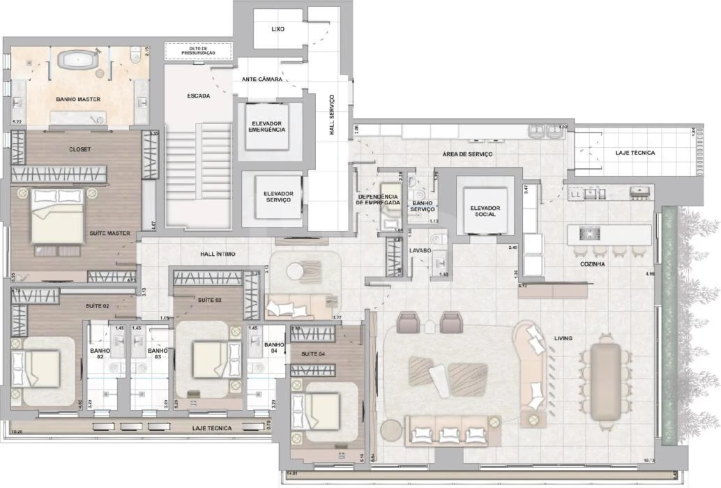 Planta — Apartamento 328 m²