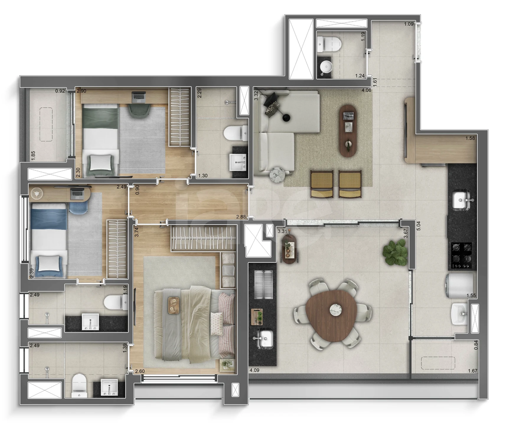Planta — Apartamento 94,09 m²
