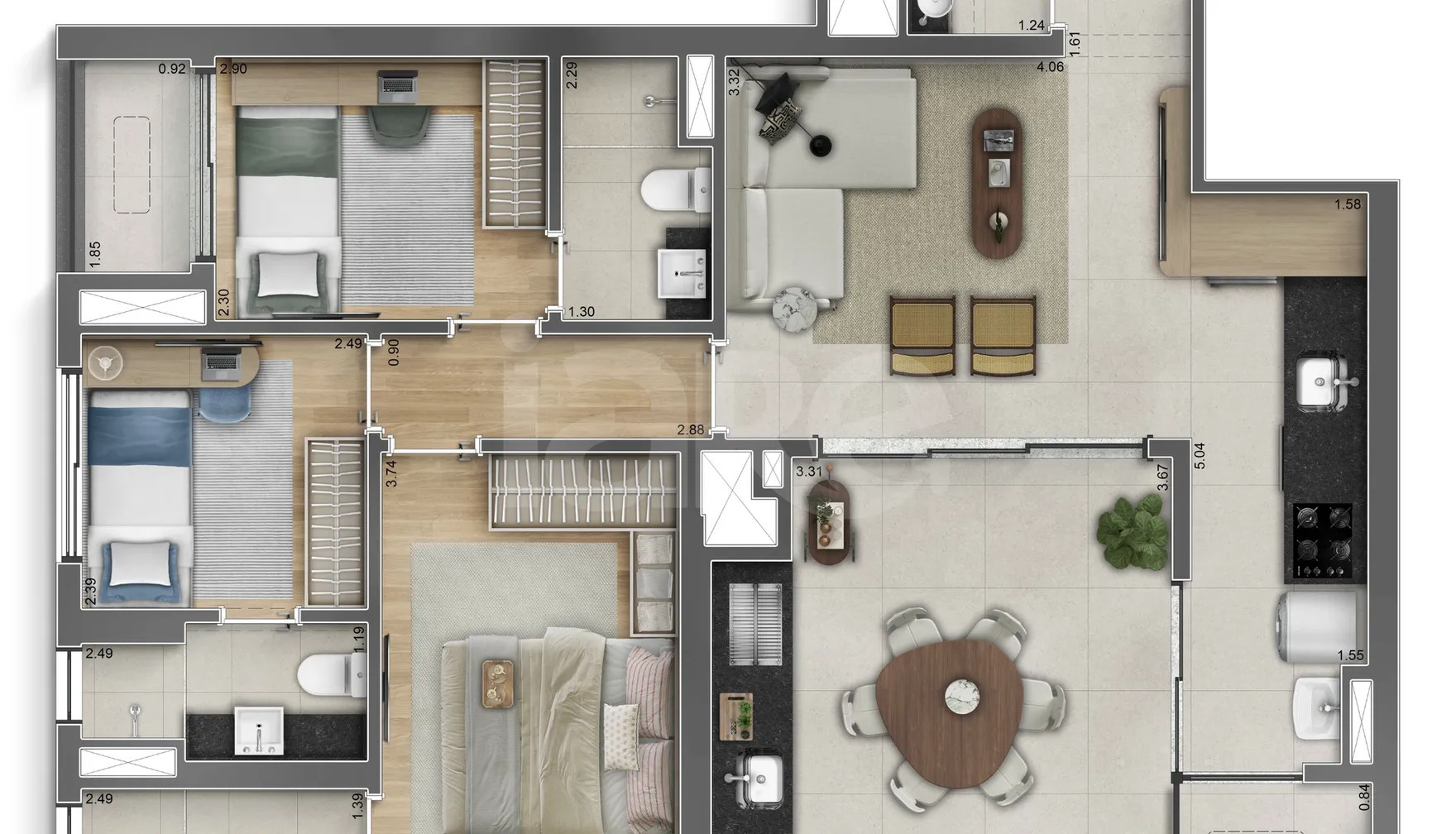 Planta — Apartamento 94,09 m²