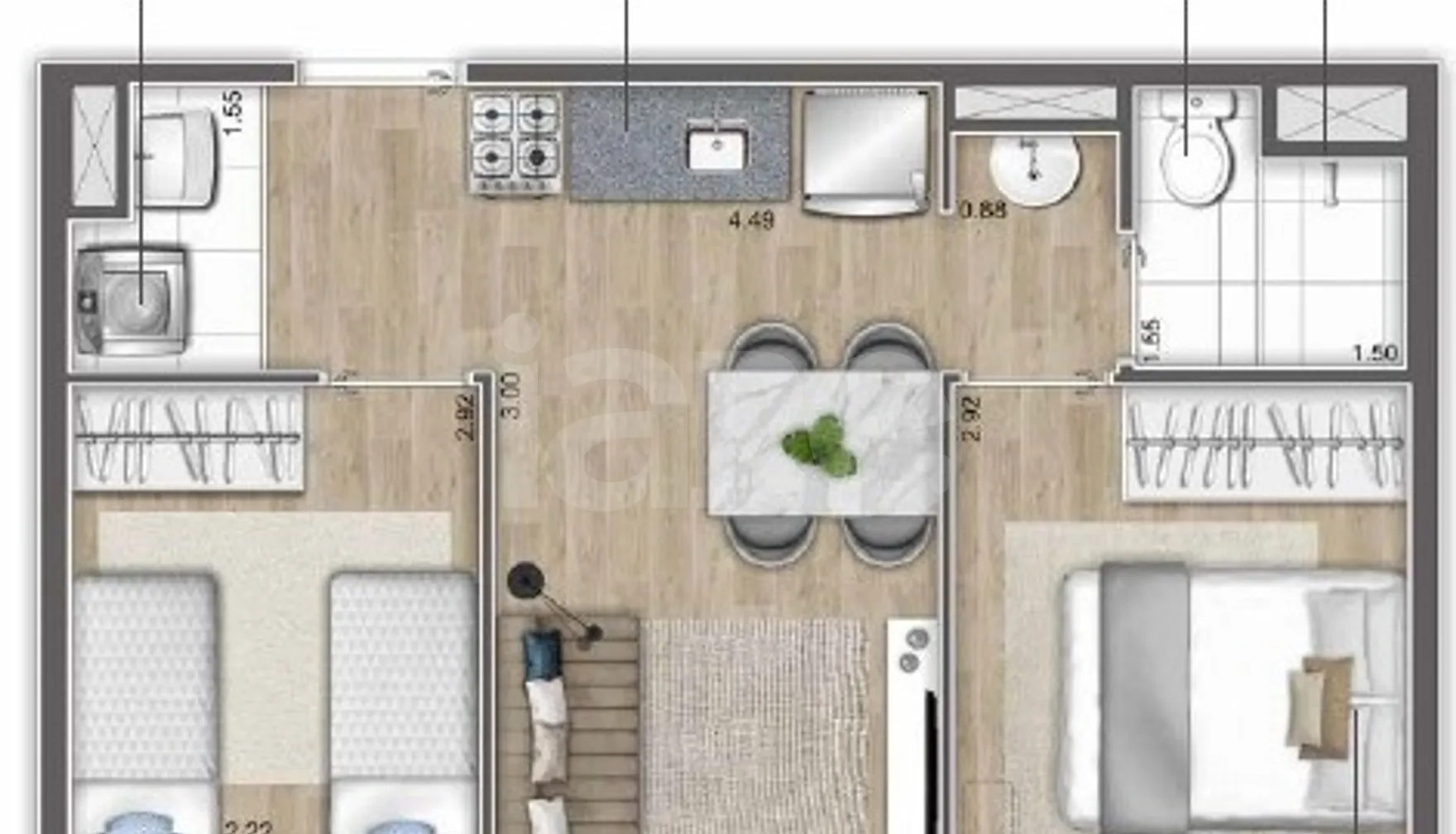 Planta — Apartamento 35,66 m²