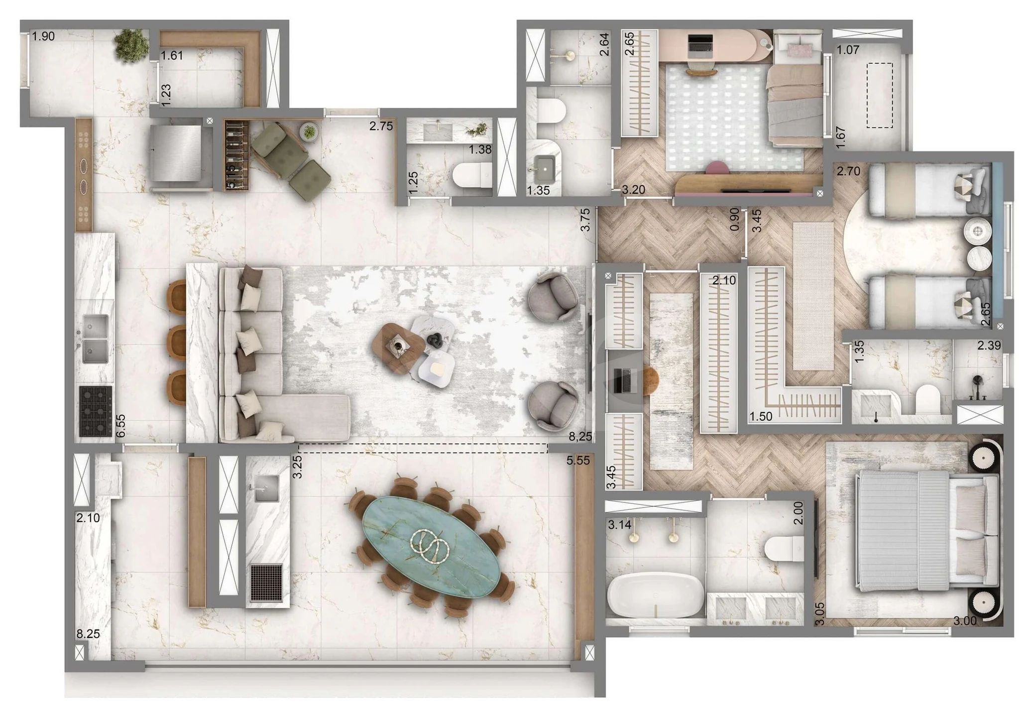 Planta — Apartamento 140,2 m²