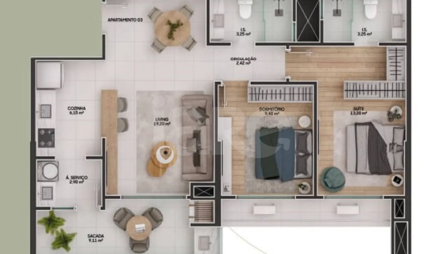 Planta — Apartamento 82,98 m²