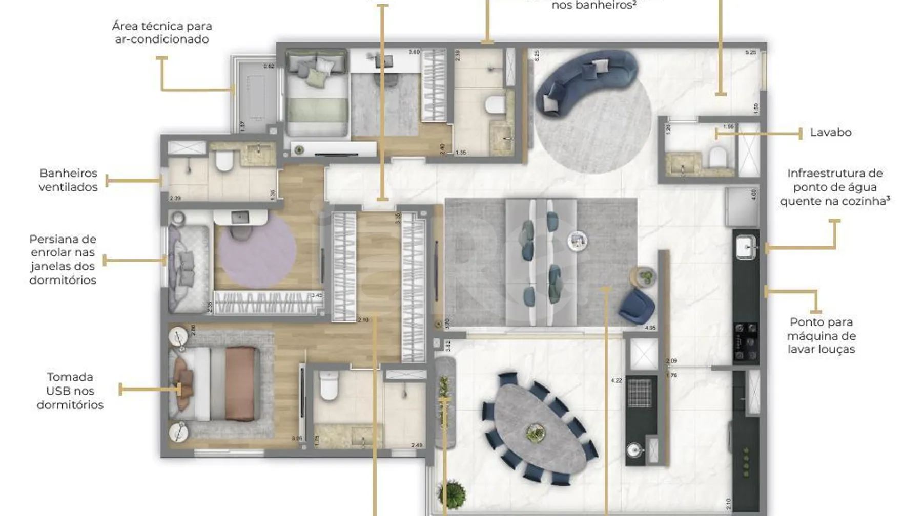 Planta — Apartamento 126,21 m²