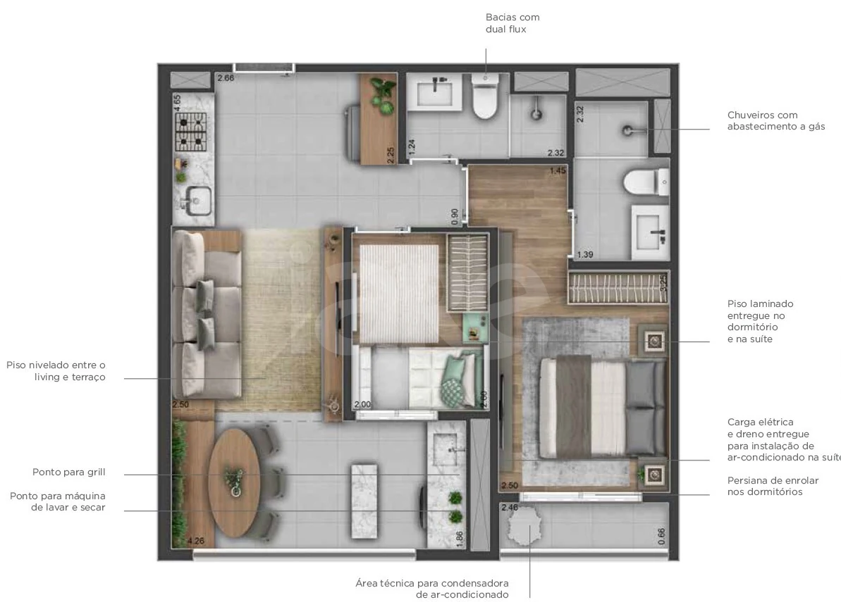 Planta — Apartamento 54,05 m²
