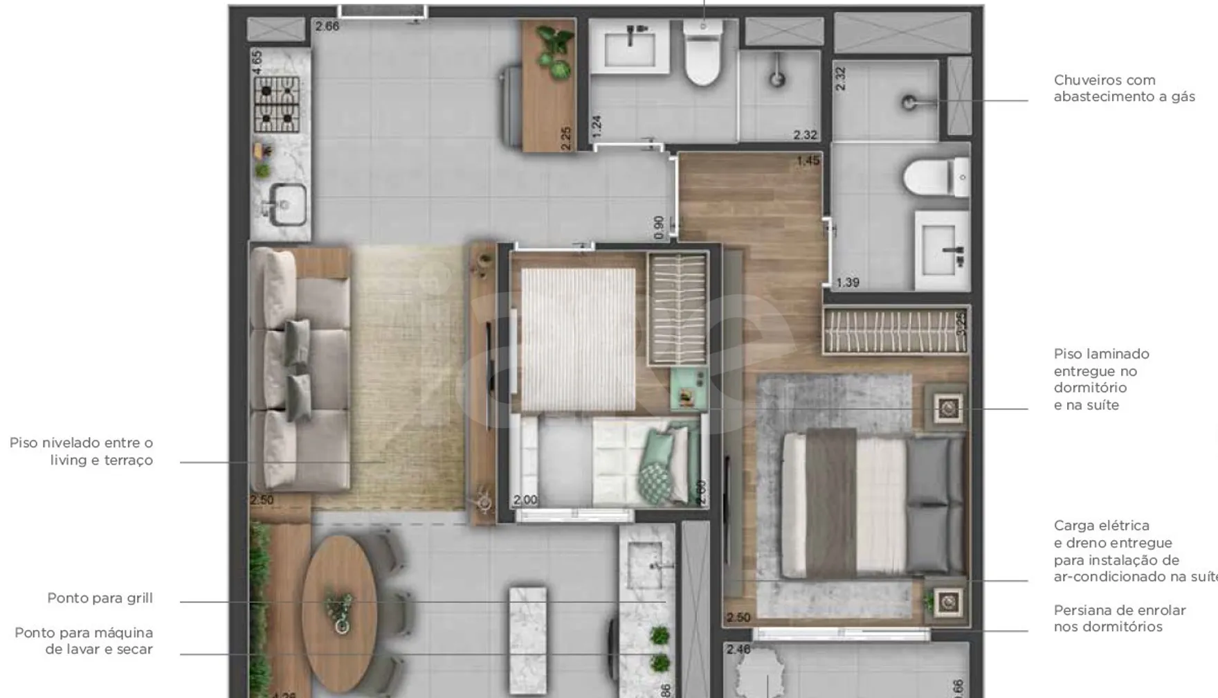 Planta — Apartamento 54,05 m²