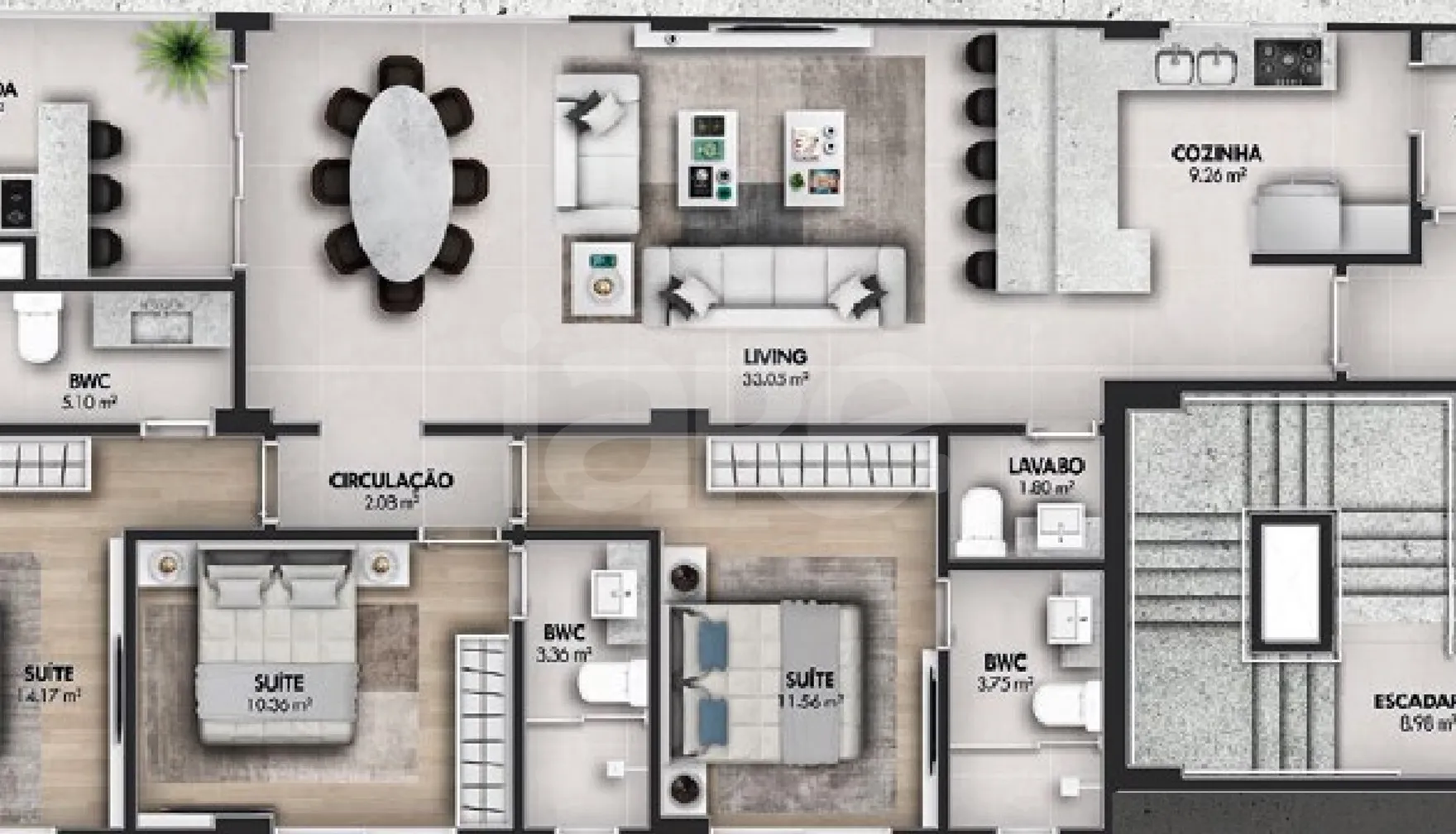 Planta — Apartamento 125,6 m²