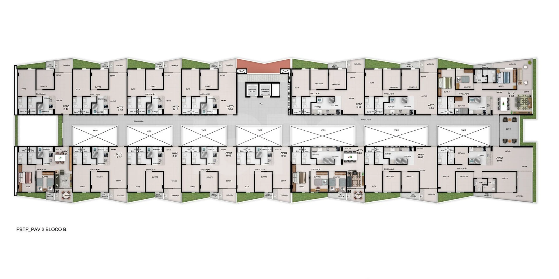Planta — Pavimento 3 bloco b