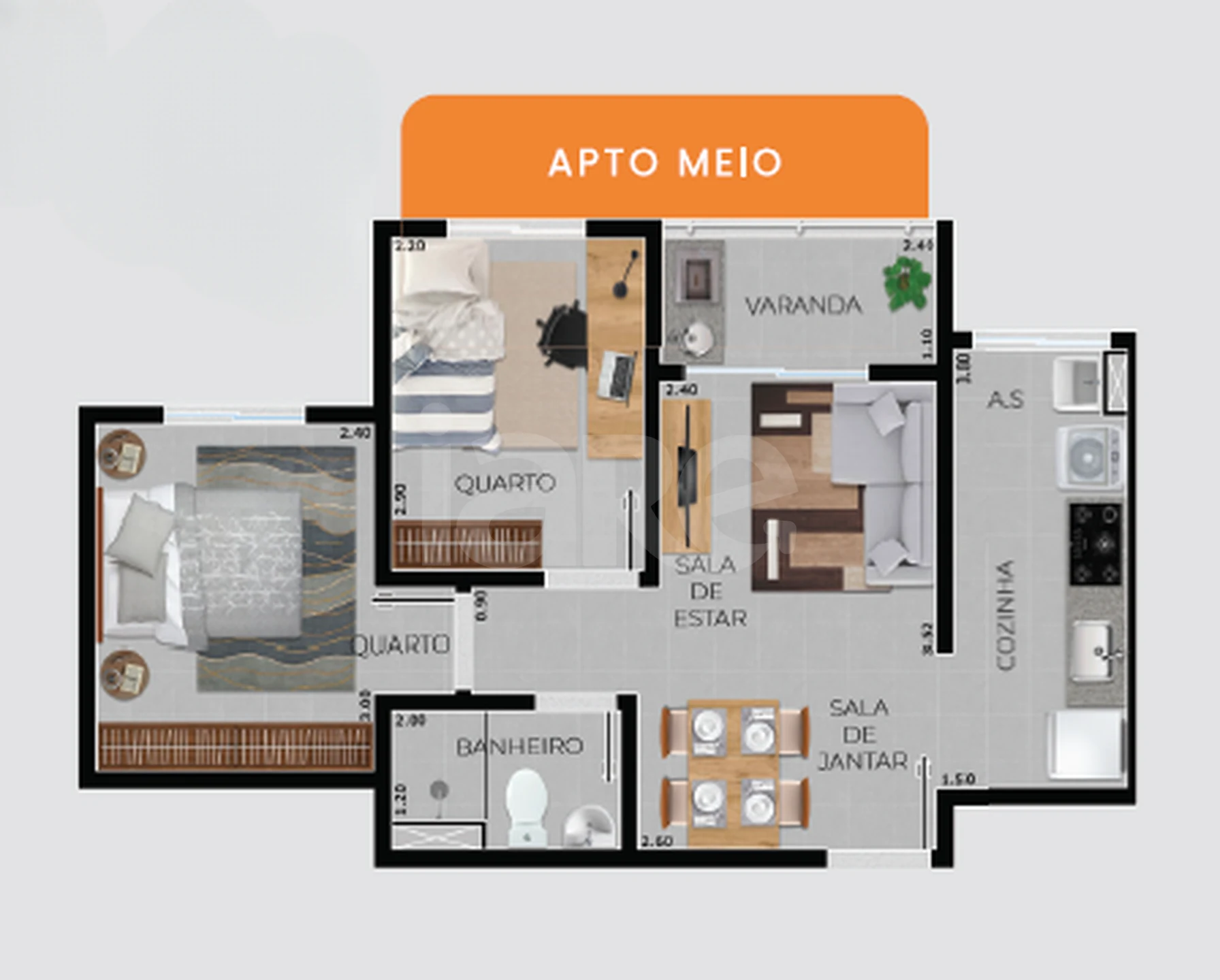 Planta — Apartamento 43,41 m²