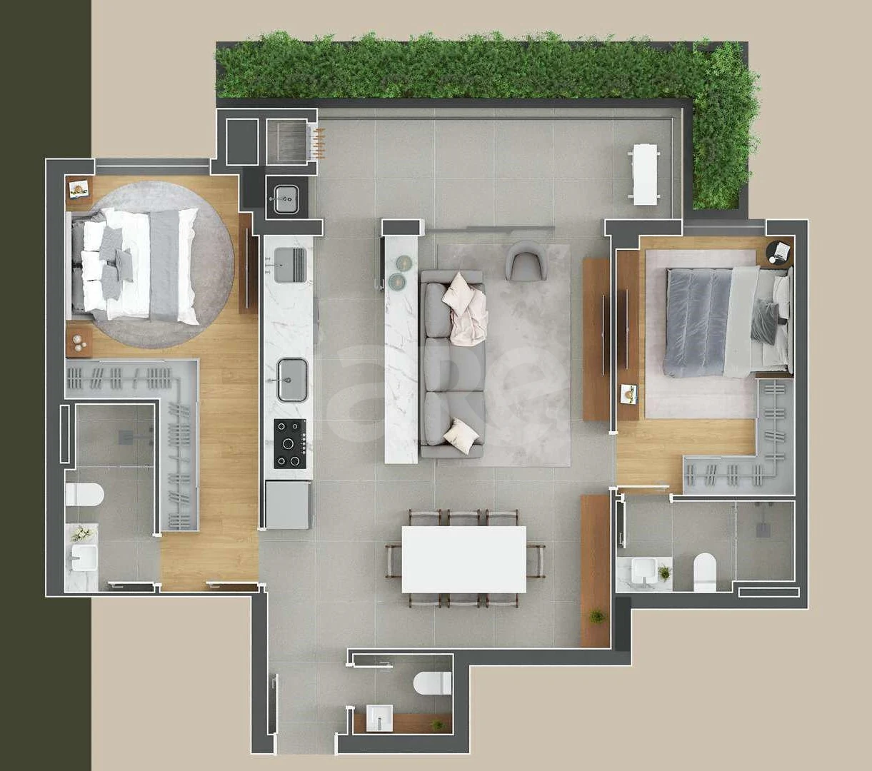 Planta — Apartamento 88,96 m²
