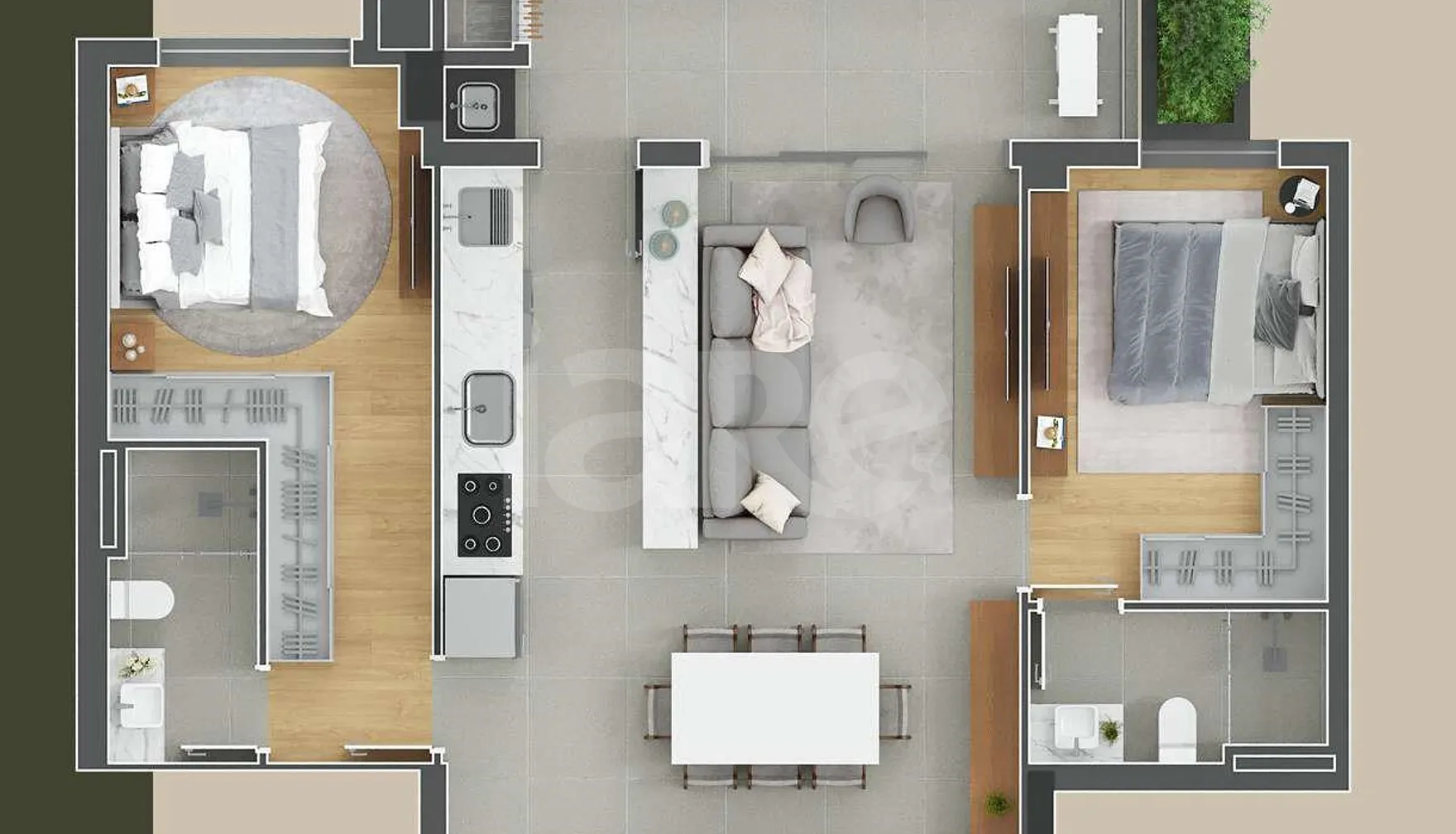 Planta — Apartamento 88,96 m²