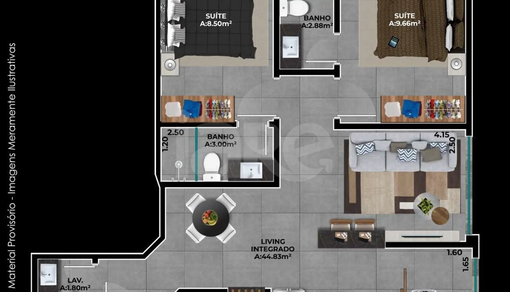 Planta — Apartamento 61,78 m²