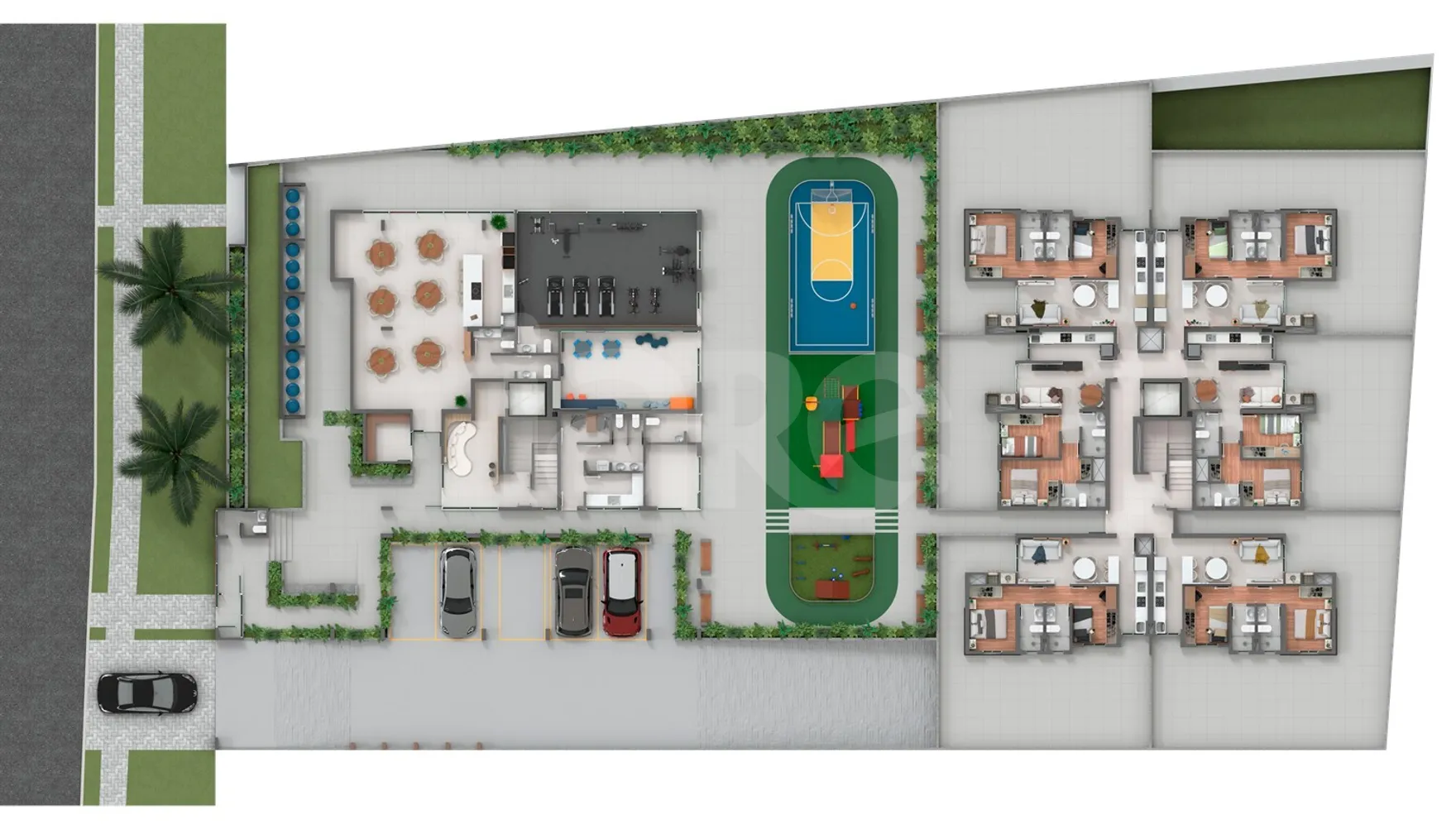 Planta — Implantação | Áreas de Lazer + Gardens