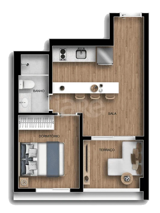 Planta — Apartamento 35,59 m²