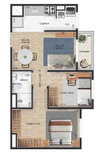 Planta — Apartamento 45 m²