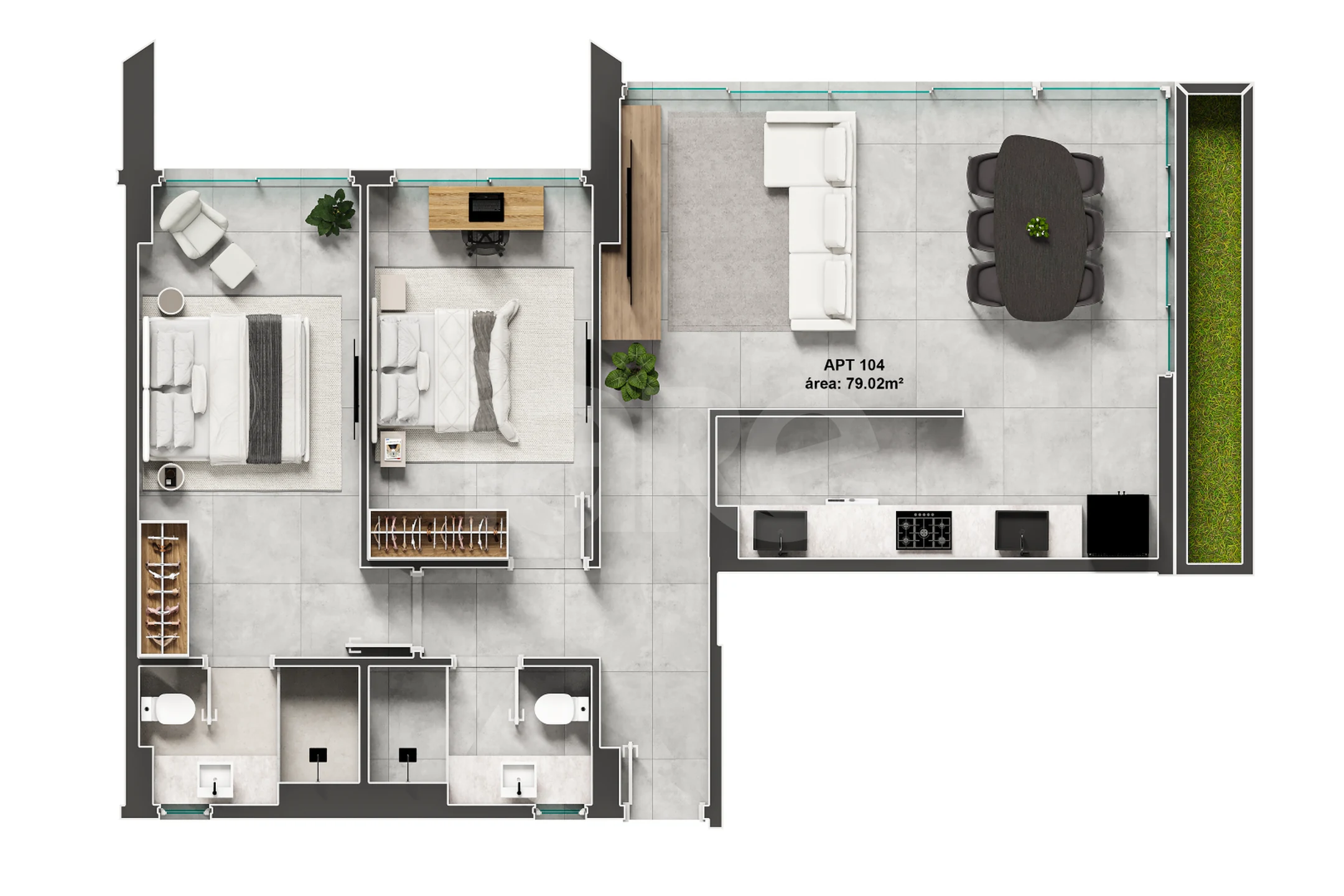 Planta — Apartamento 79,02 m²
