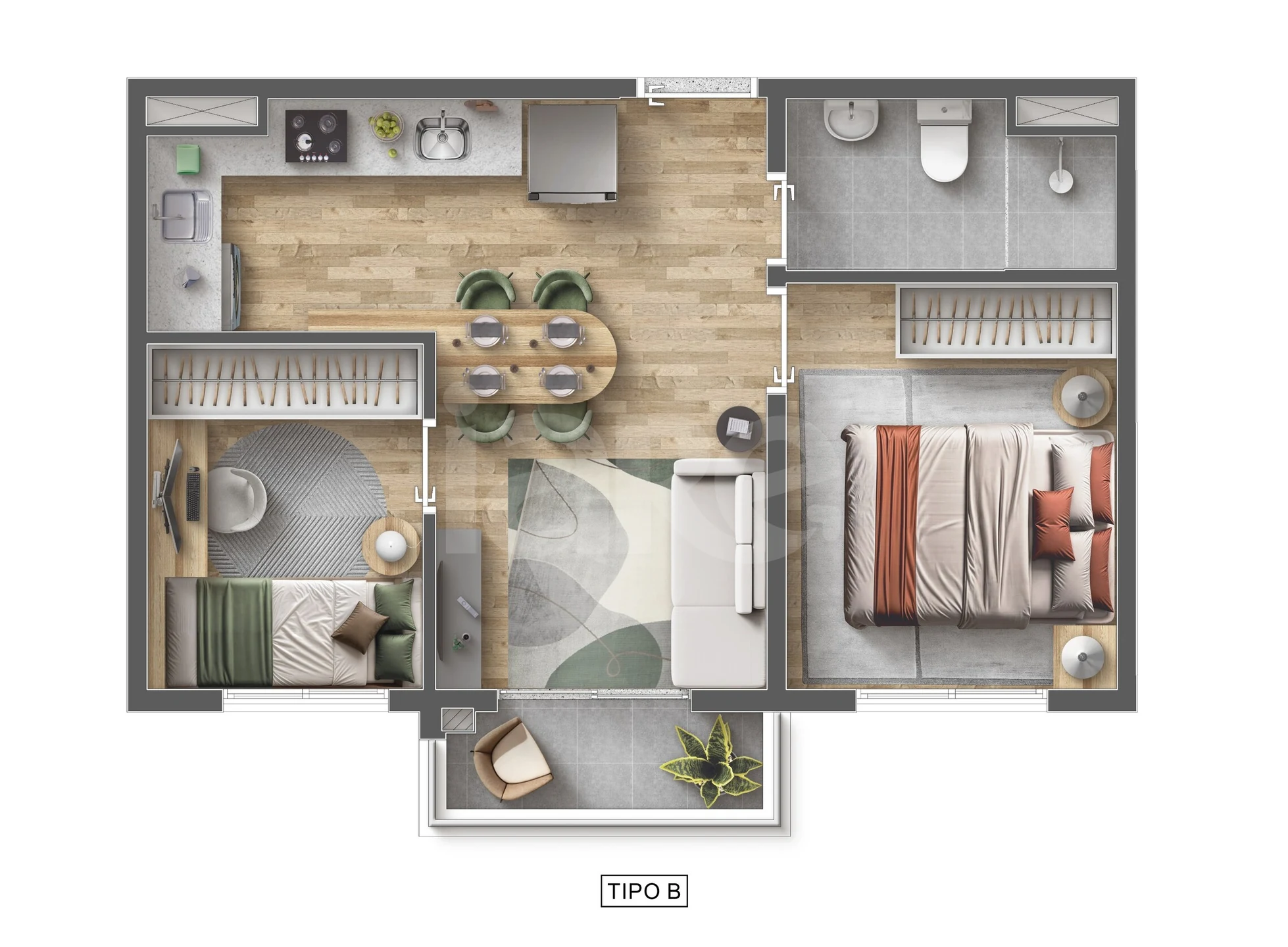 Planta — Apartamento 35,38 m²