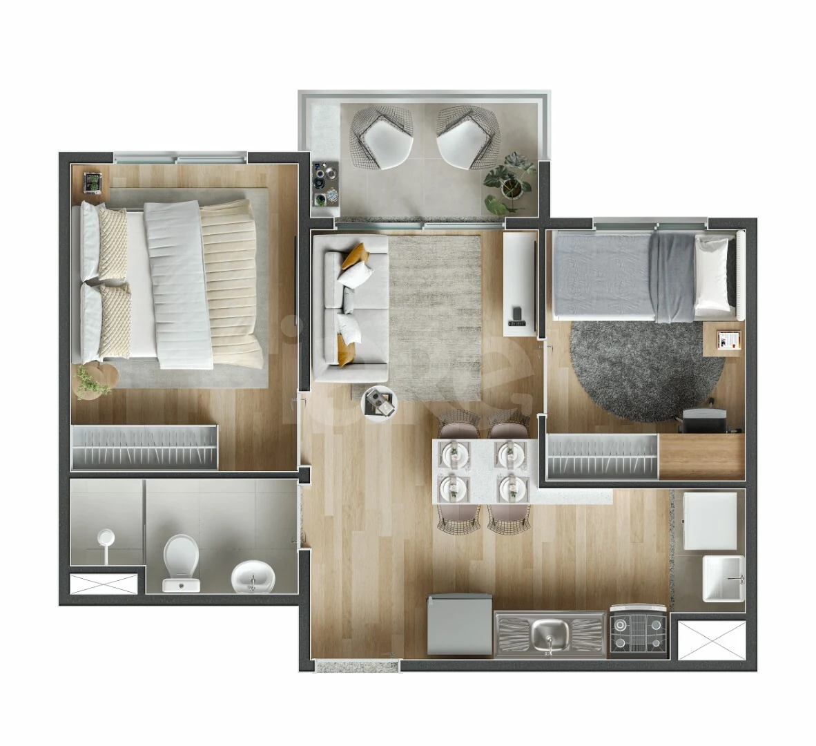 Planta — Apartamento 38,52 m²