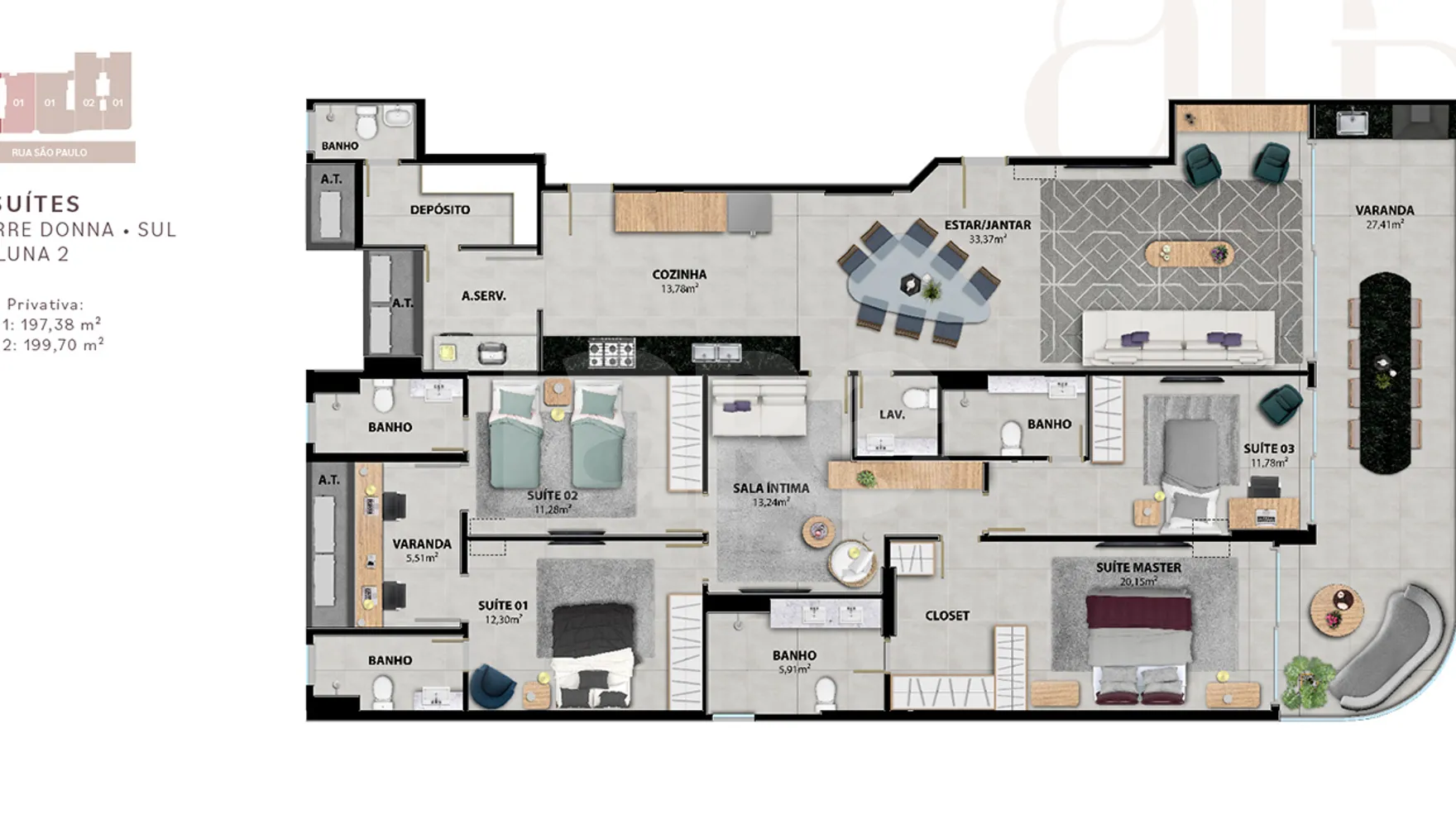 Planta — Apartamento 198,54 m²