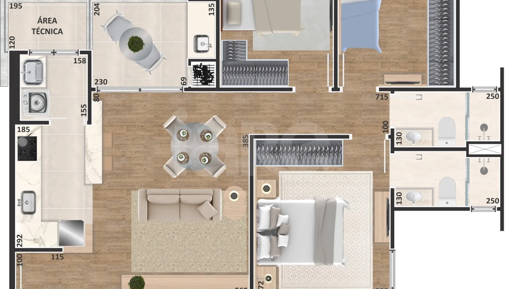 Planta — Apartamento 83,06 m²