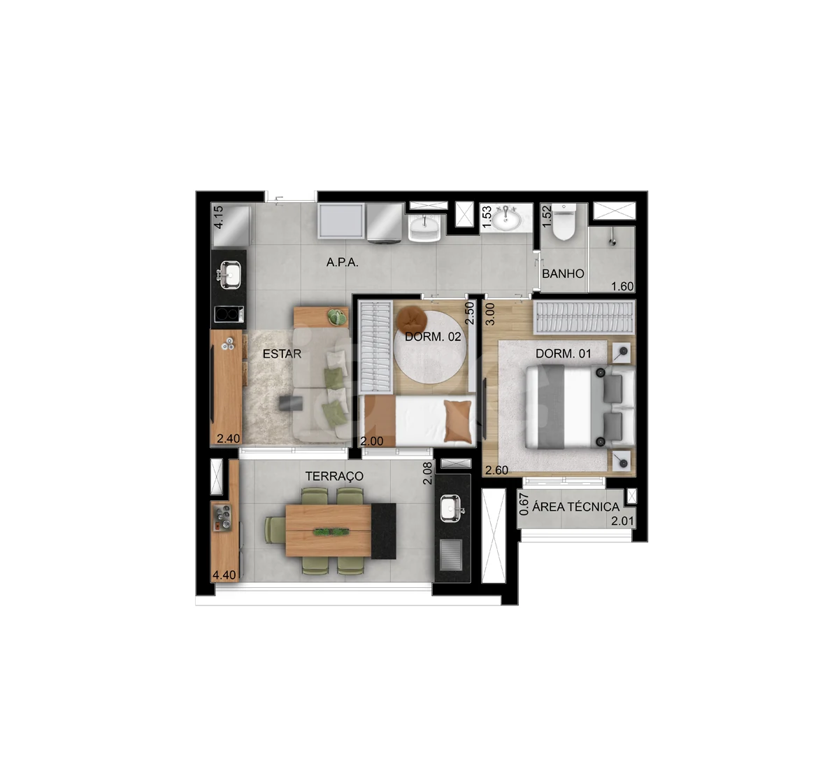Planta — Apartamento 48 m²