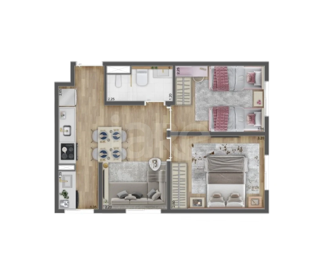 Planta — Apartamento 36,84 m²
