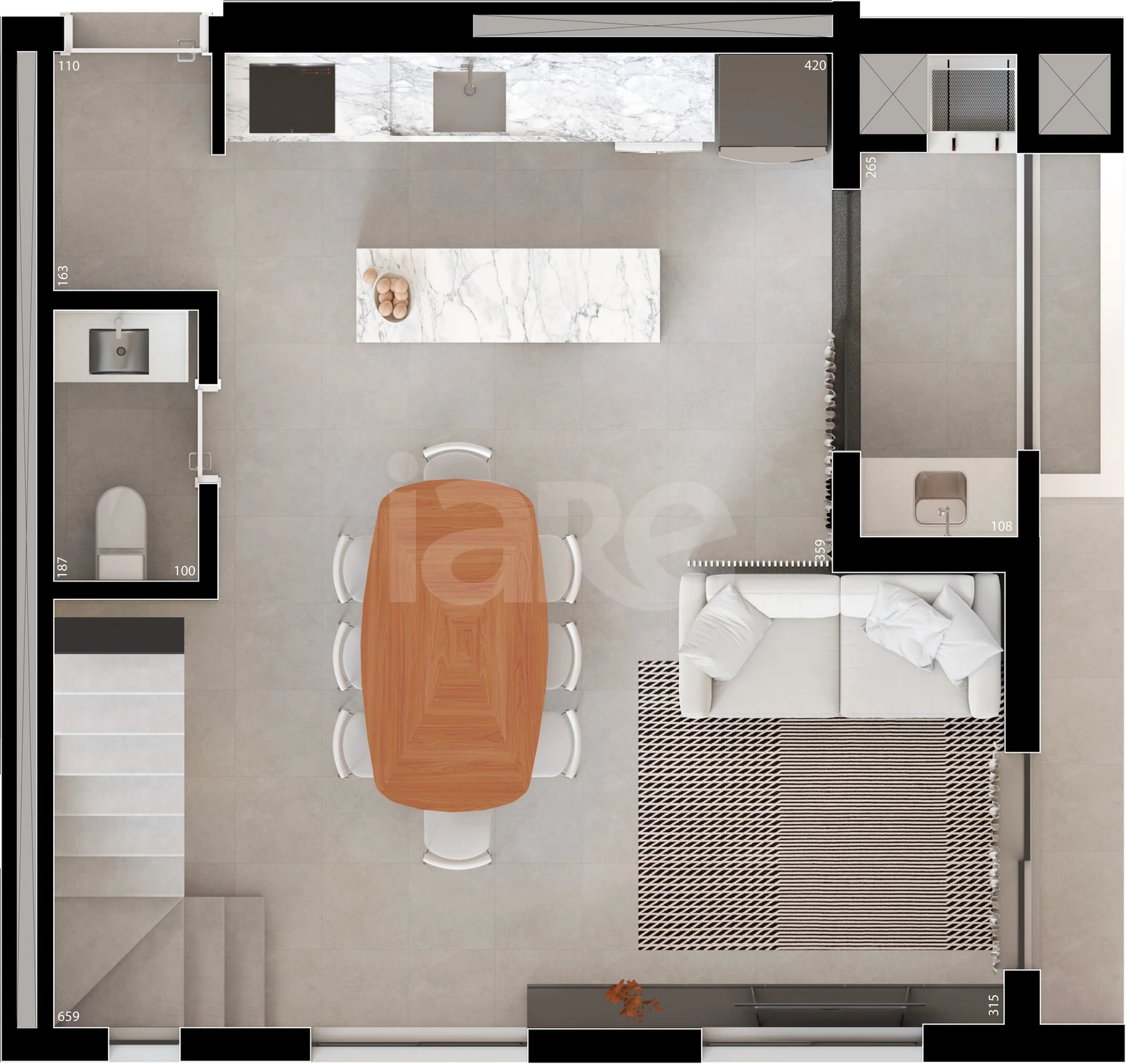Planta — Cobertura Duplex 133,68 m² · 1º pavimento