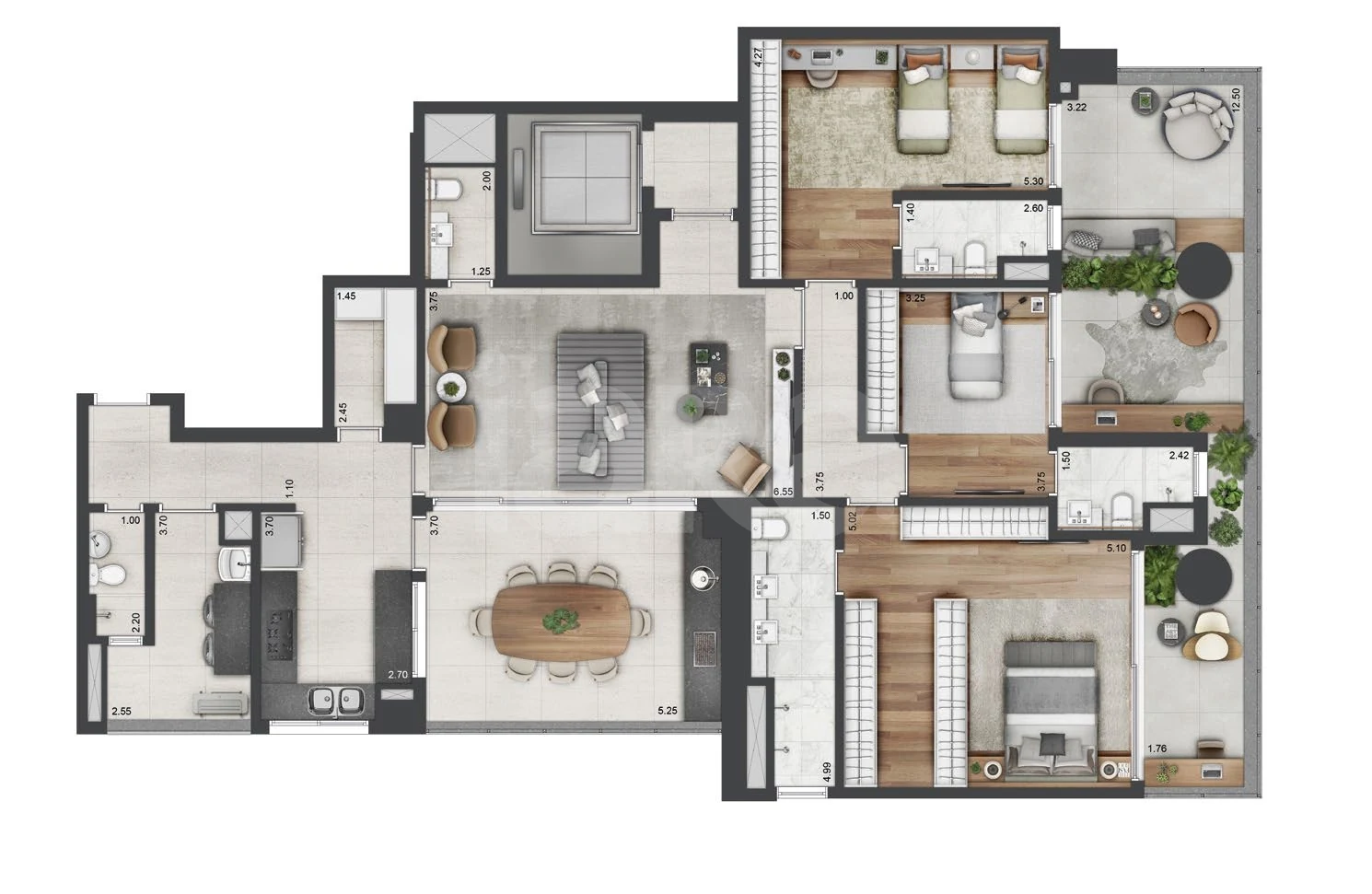 Planta — Apartamento 218 m²