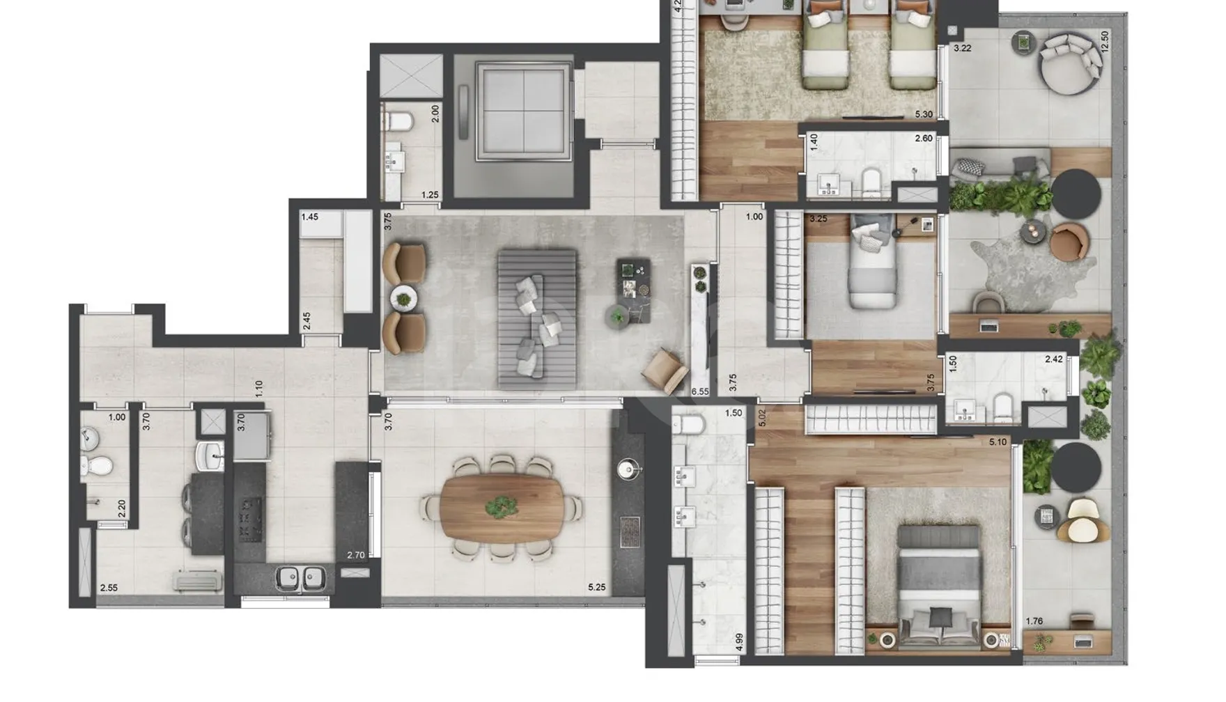 Planta — Apartamento 218 m²